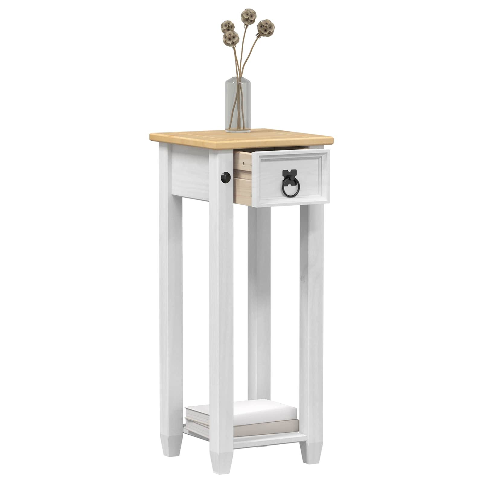 Planteholder Hvit 30 x 30 x 73 cm Massiv furu vidaXL