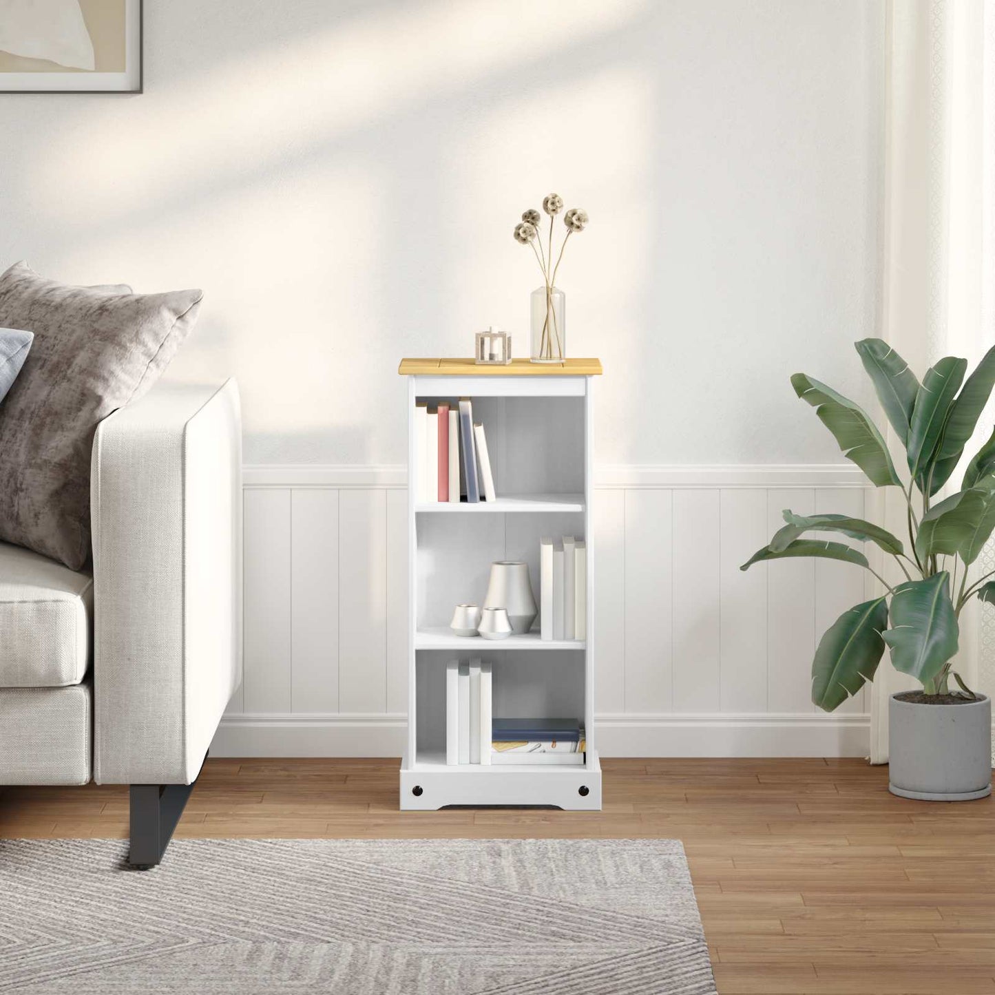 Bokhylle Hvit 46 x 29 x 100 cm Massiv furu