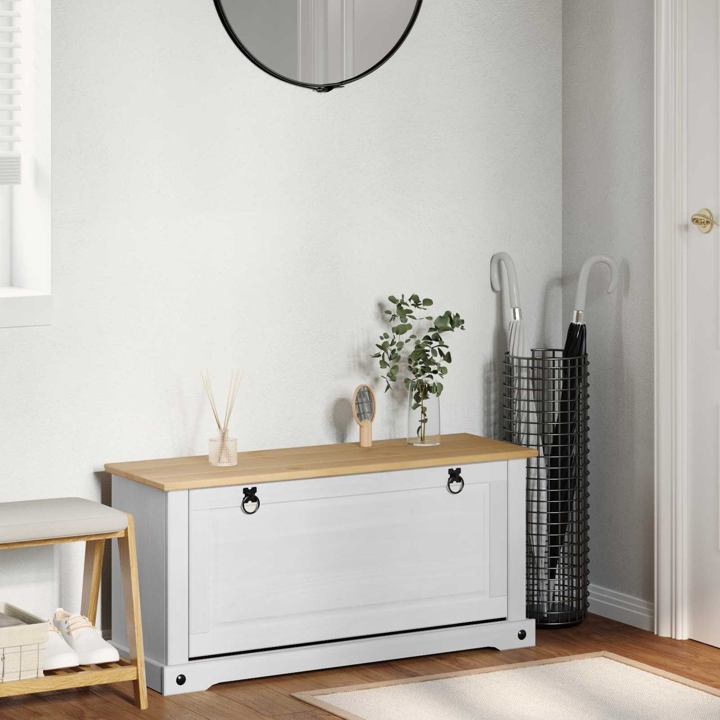 Sko Skap med hylle Corona Hvit 99 x 32 x 49 cm Massiv furu