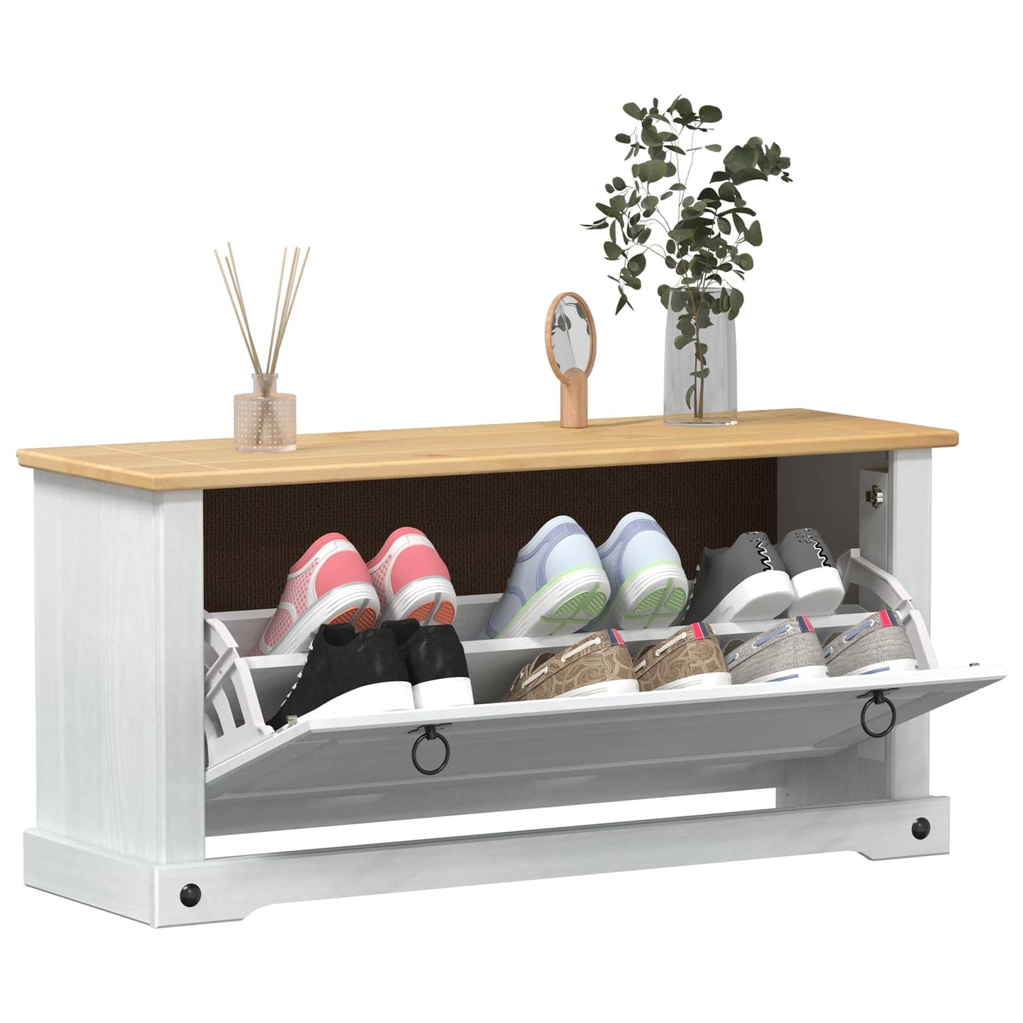 Sko Skap med hylle Corona Hvit 99 x 32 x 49 cm Massiv furu