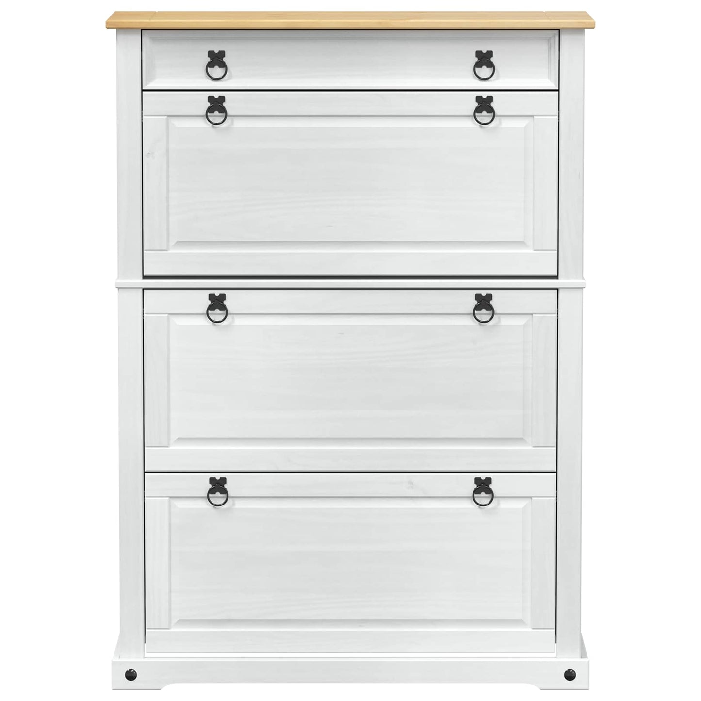 Sko Skap med skuff Corona Hvit 99 x 32 x 138 cm Massiv furu vidaXL