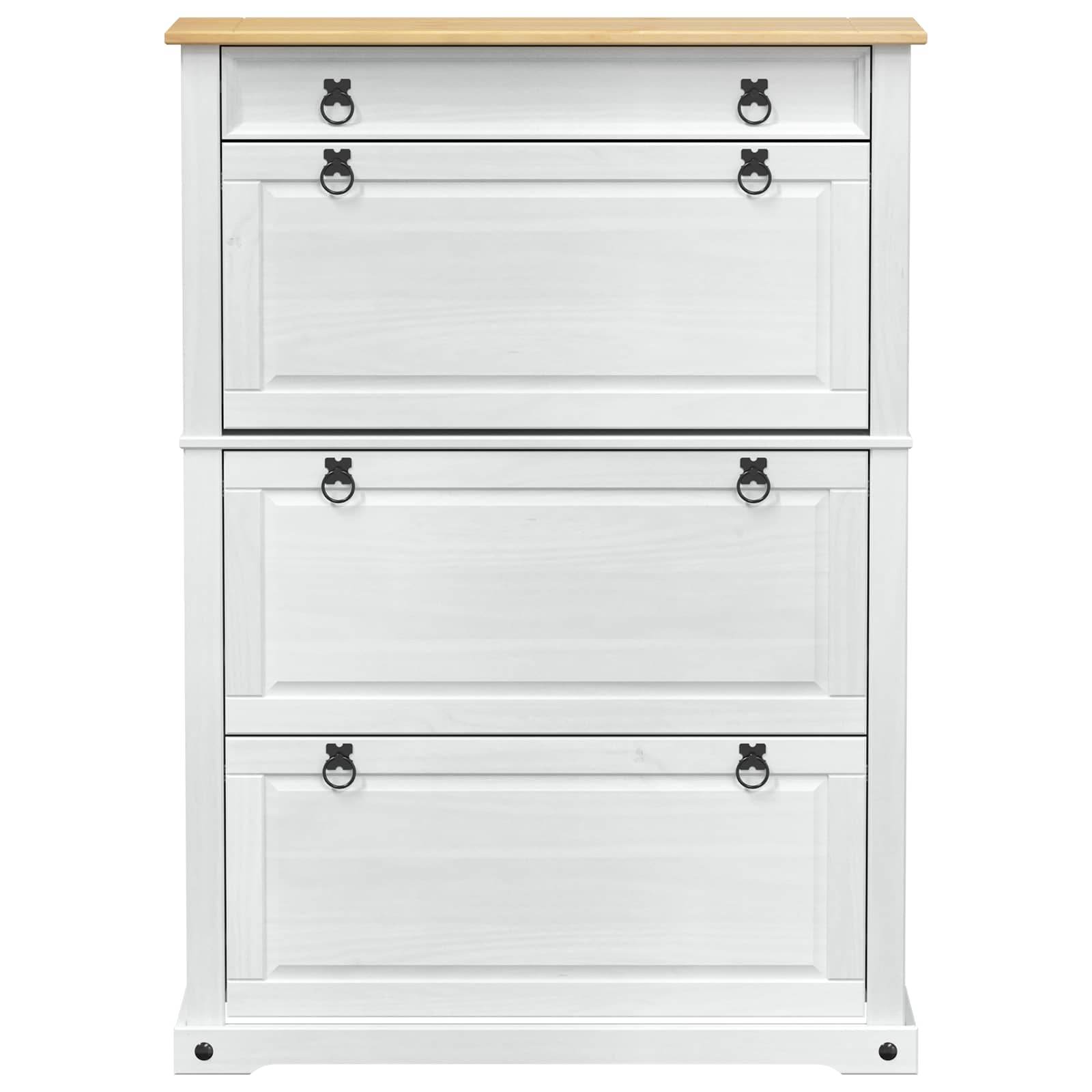 Sko Skap med skuff Corona Hvit 99 x 32 x 138 cm Massiv furu vidaXL