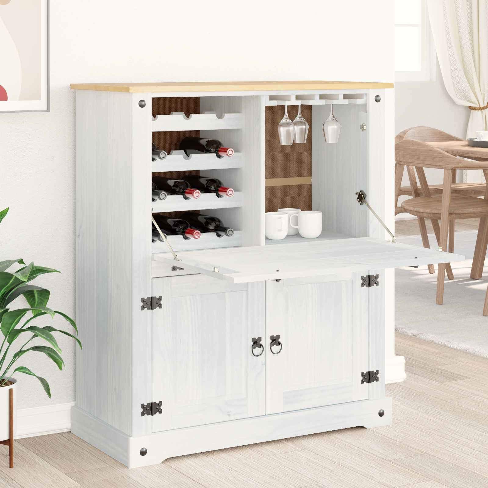 Vinskap Hvit 97 x 45 x 114 cm Massiv furu vidaXL