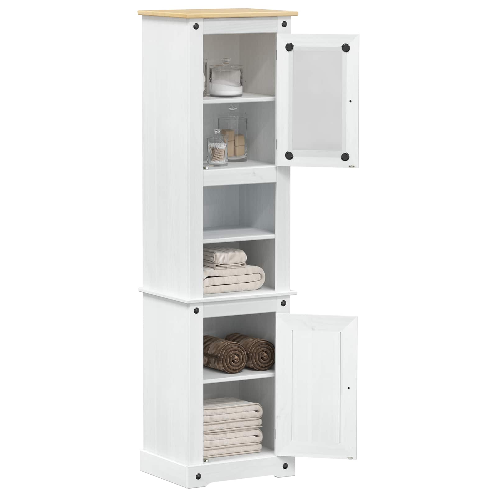 Baderomsskap med hylle Hvit 50 x 40 x 185 cm Massiv furu vidaXL
