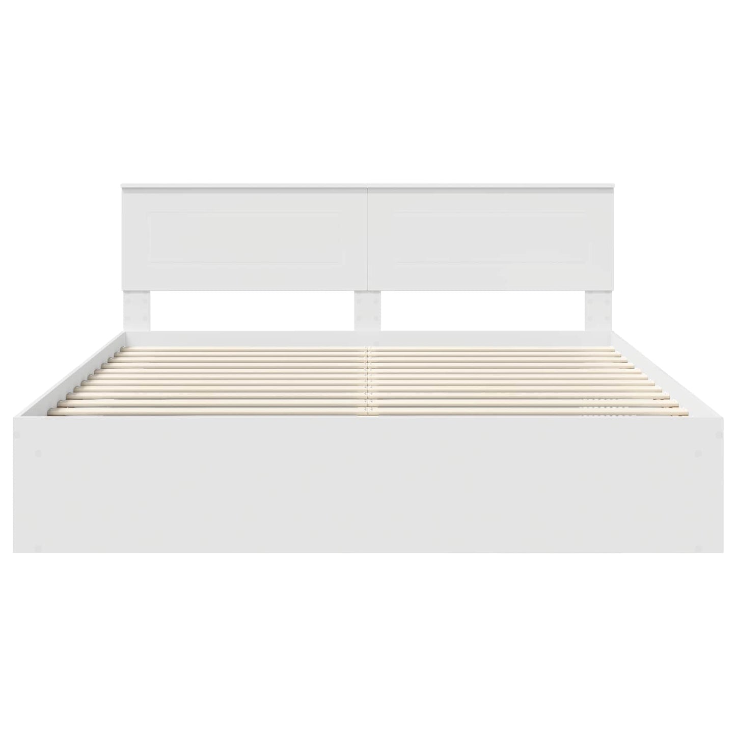 Sengestamme med hodegjerde Hvit 200 x 200 cm Konstruert tre