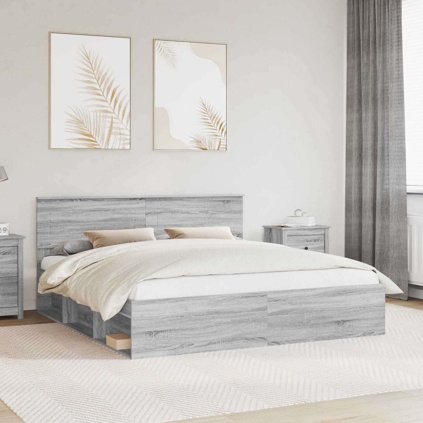 Sengestamme Grå Sonoma 200 x 200 cm Konstruert tre