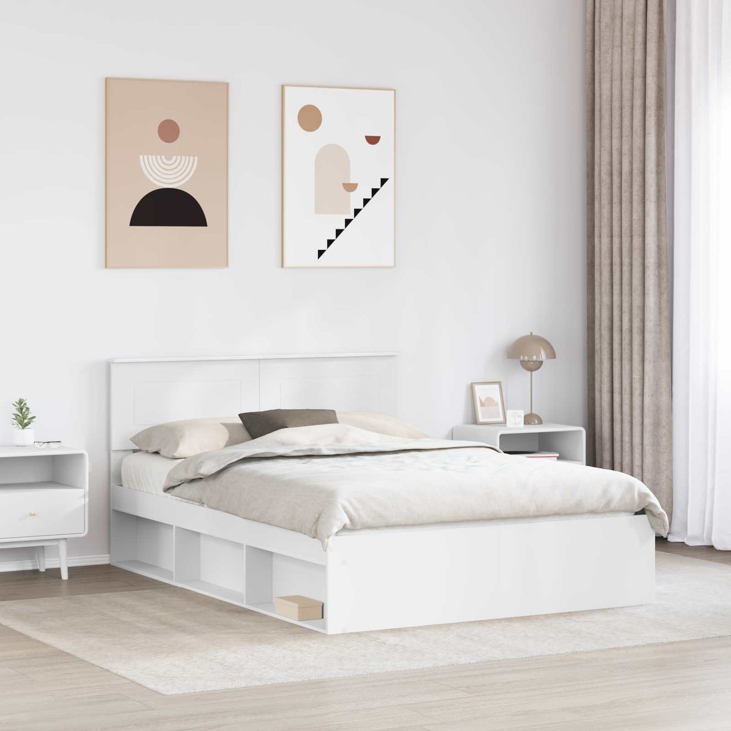 Sengestamme med hodegjerde Hvit 160 x 200 cm Konstruert tre