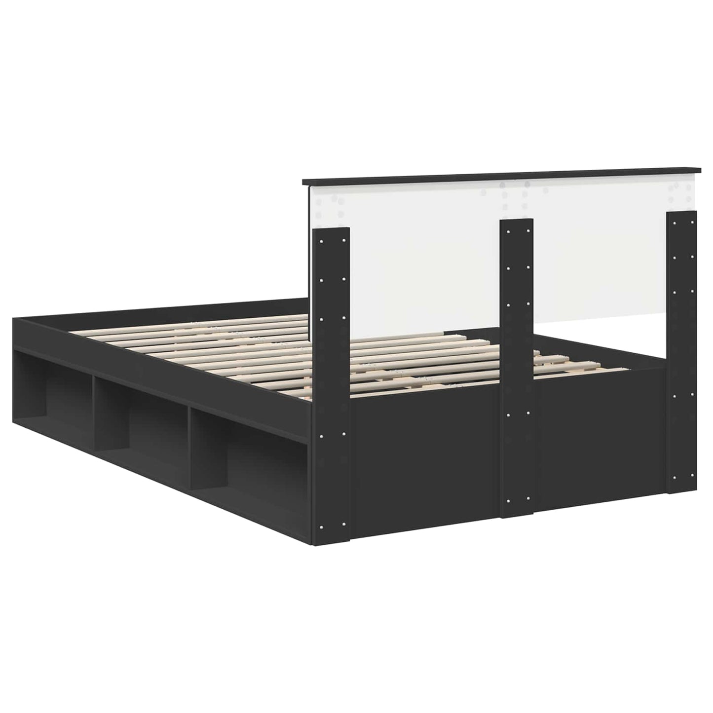 Sengestamme med hodegjerde Svart 135 x 190 cm Konstruert tre