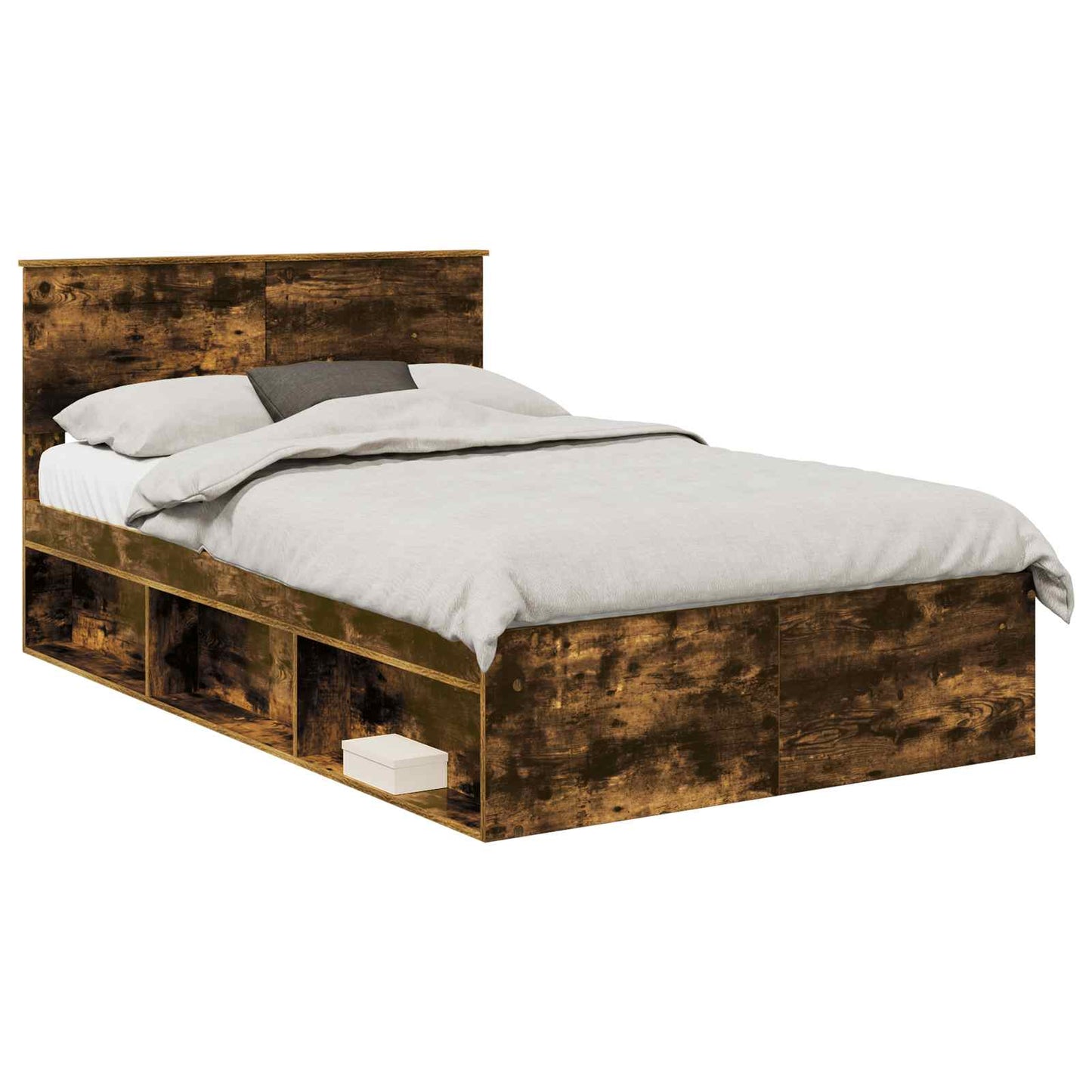 Sengestamme med hodegjerde Røkt eik 135 x 190 cm Konstruert tre