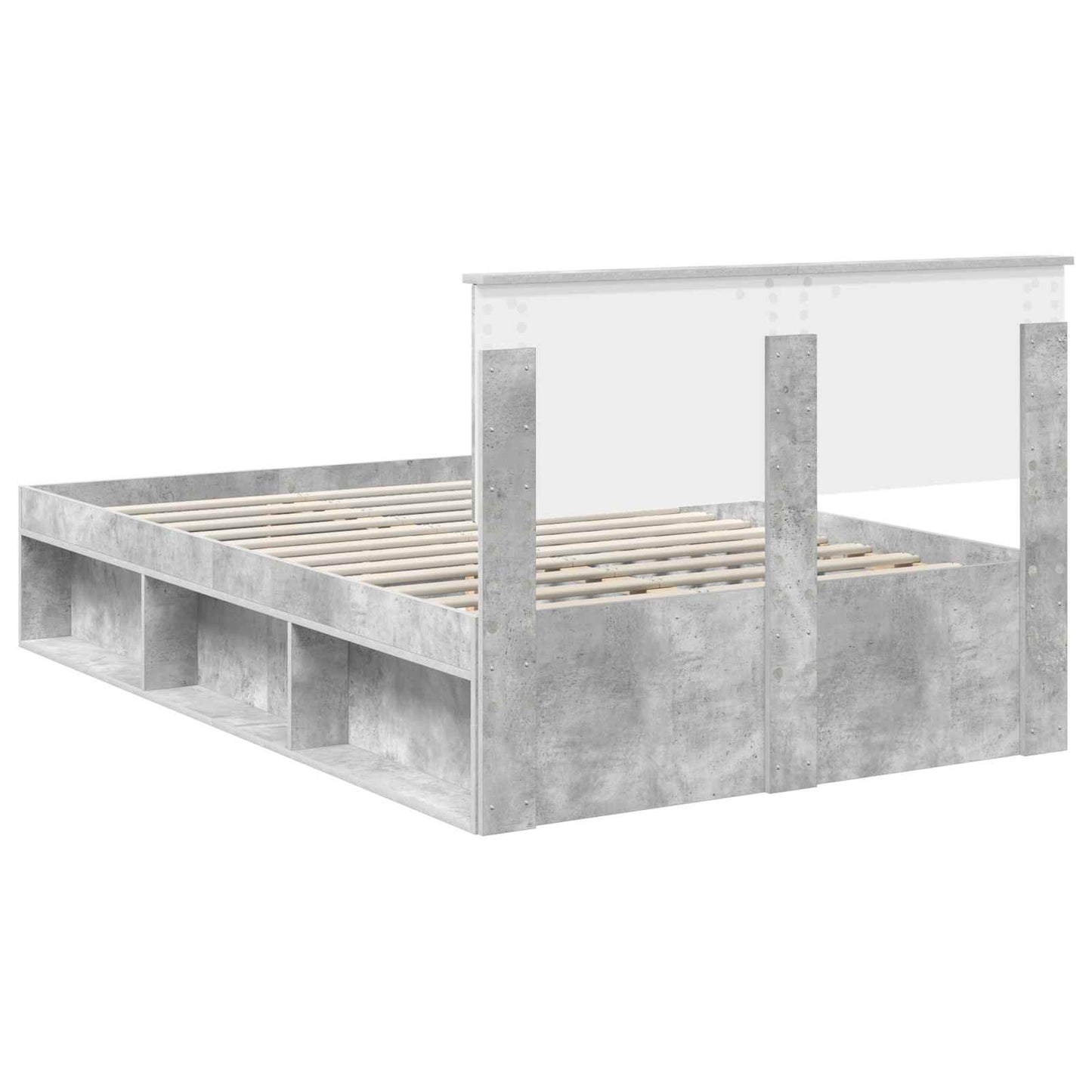 Sengestamme med hodegjerde Betong 120 x 190 cm Konstruert tre