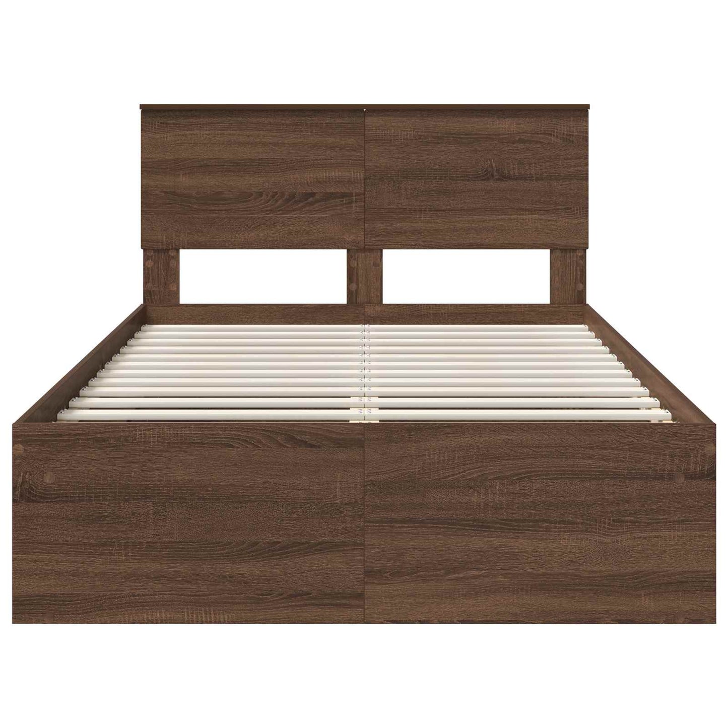 Sengestamme med hodegjerde Brun Eik 120 x 200 cm Konstruert tre