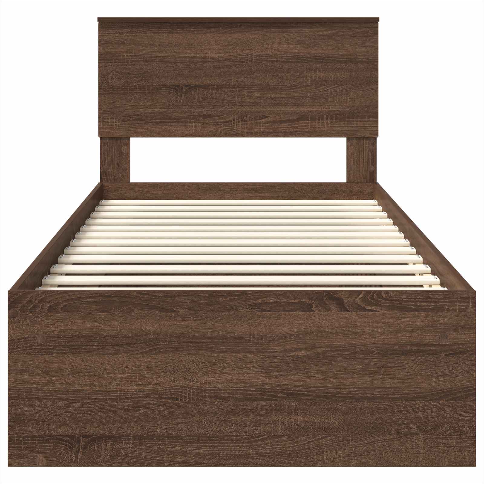 Sengestamme med hodegjerde Brun Eik 100 x 200 cm Konstruert tre