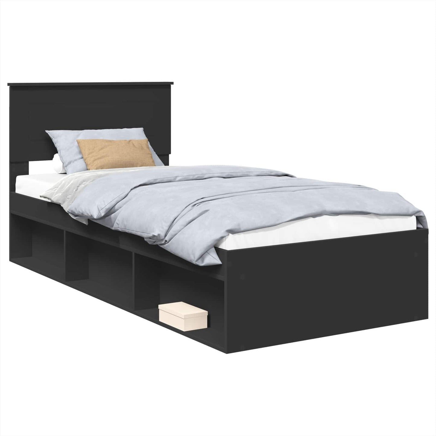 Sengestamme med hodegjerde Svart 90 x 200 cm Konstruert tre