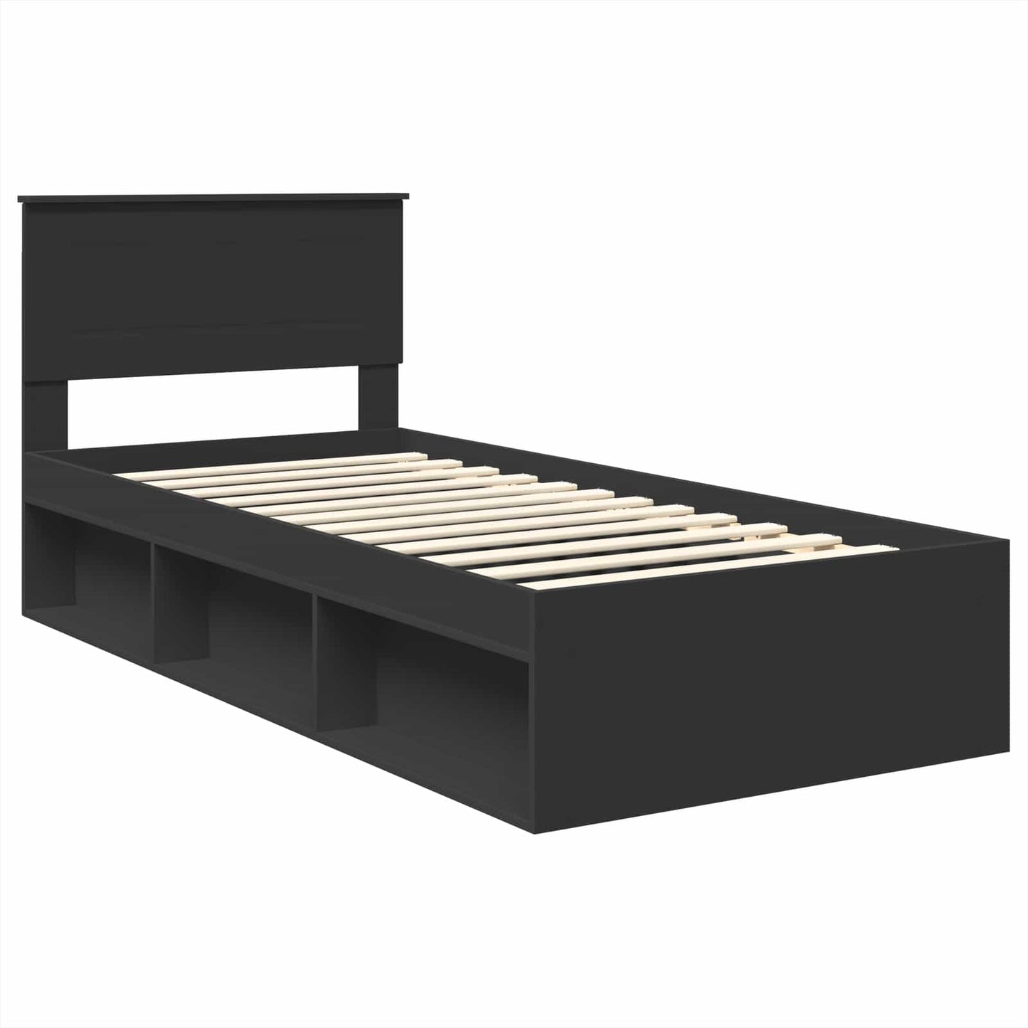 Sengestamme med hodegjerde Svart 75 x 190 cm Konstruert tre