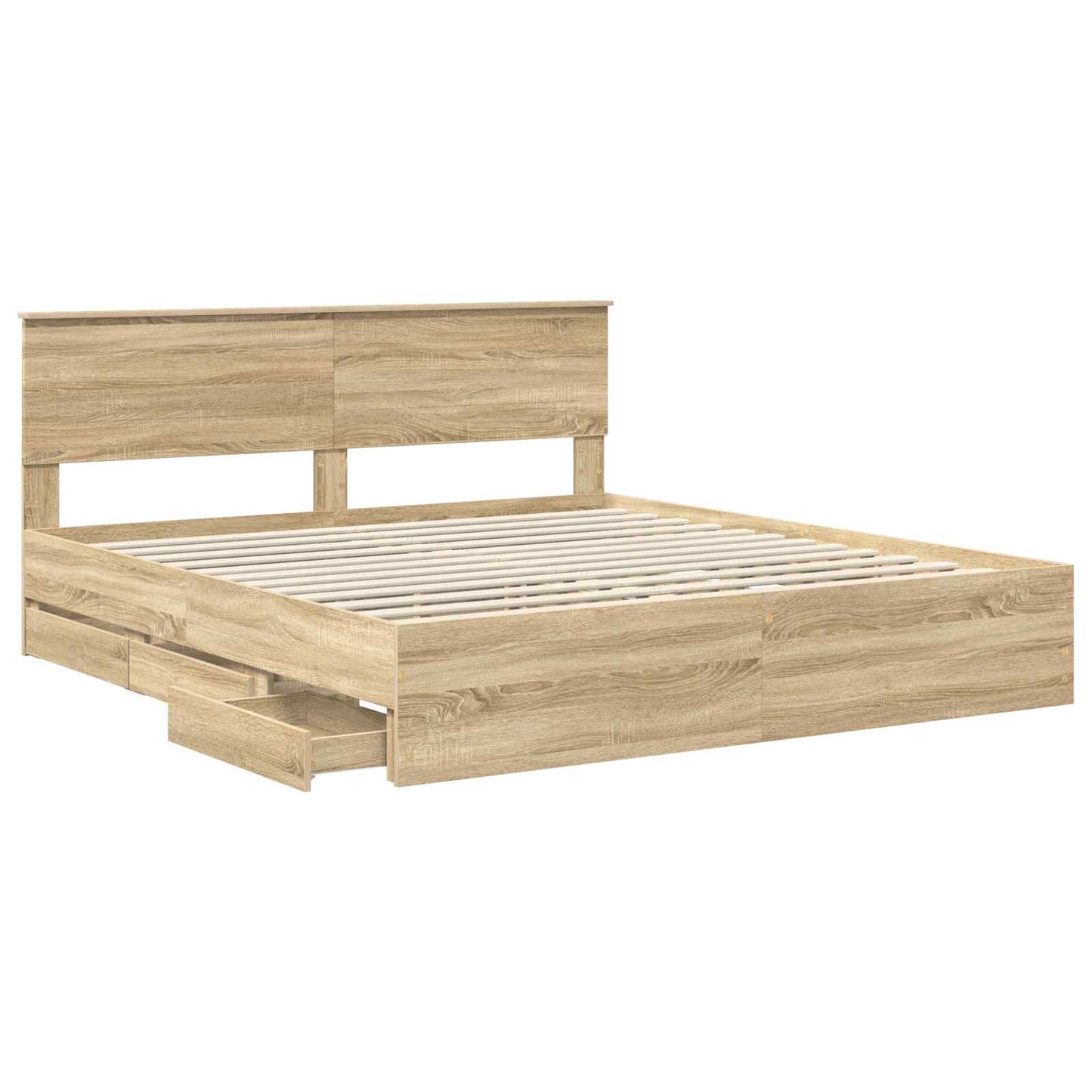 Sengestamme med skuff Sonoma eik 200 x 200 cm Ingeniørtre