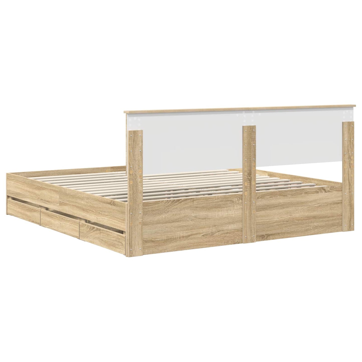 Sengestamme med skuff Sonoma eik 200 x 200 cm Ingeniørtre