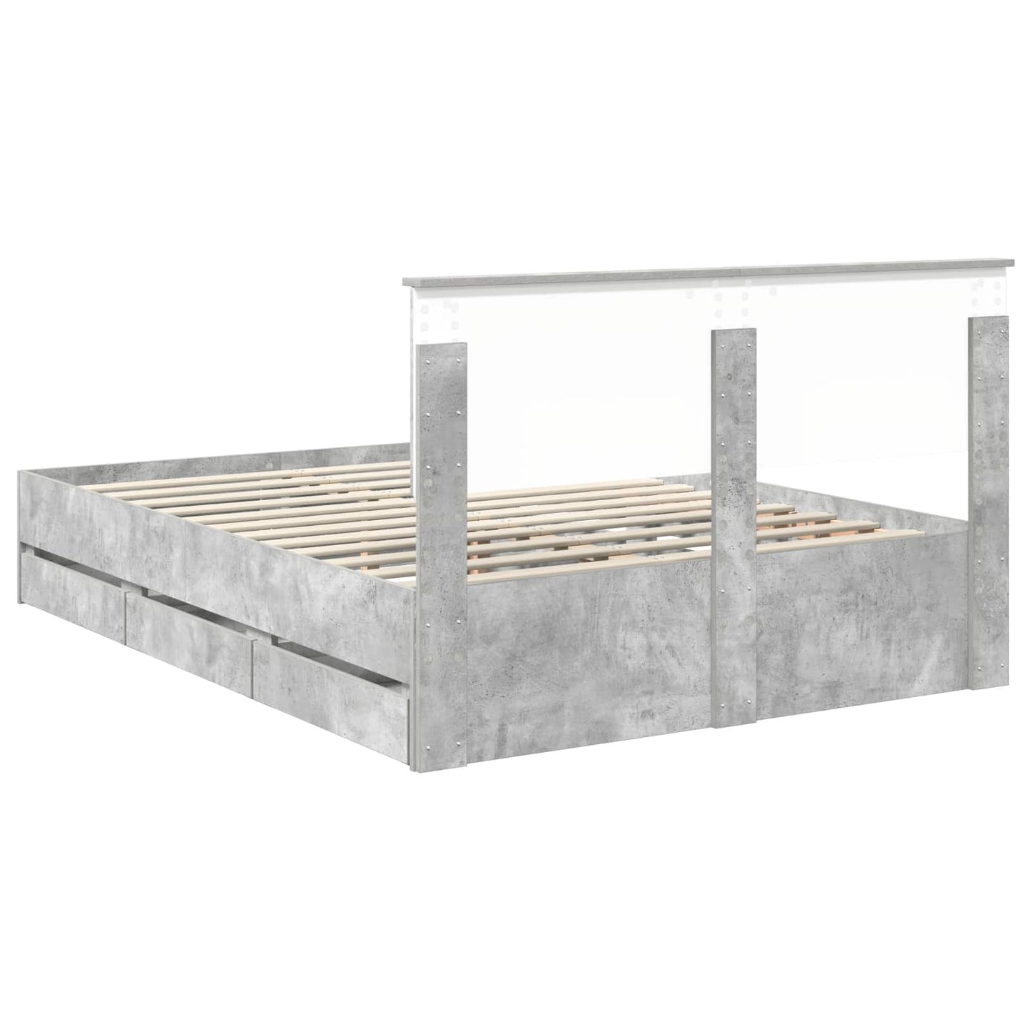 Sengestamme med skuff Betonggrå 150 x 200 cm Ingeniørtre