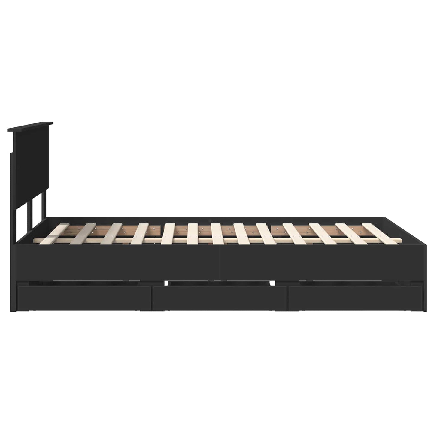 Sengestamme med skuff Svart 120 x 190 cm Ingeniørtre