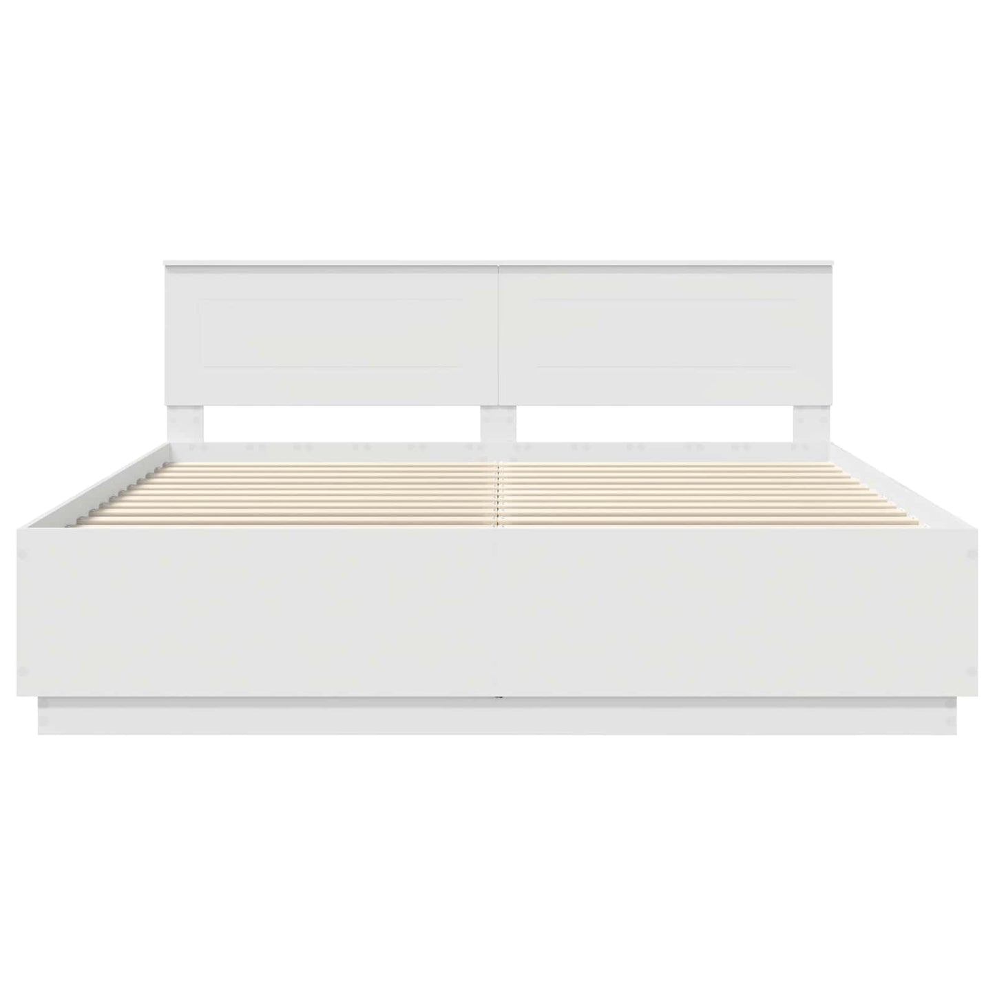 Sengestamme med LED -stripelys Hvit 200 x 200 cm Konstruert tre