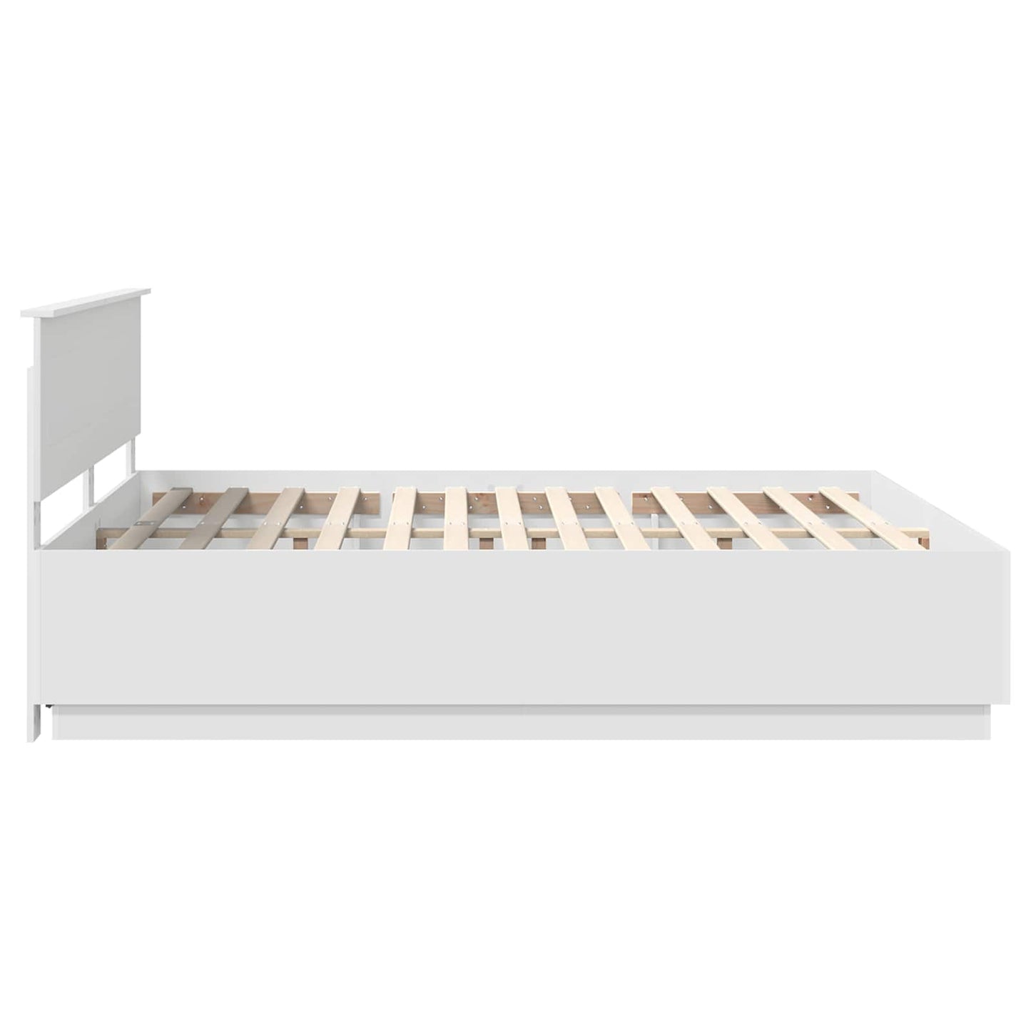 Sengestamme med LED -stripelys Hvit 200 x 200 cm Konstruert tre