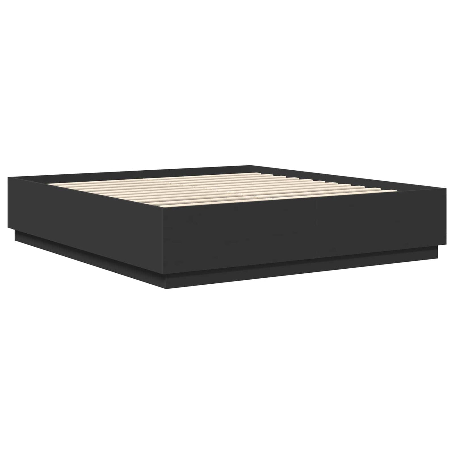 Sengestamme med hodegjerde Svart 200 x 200 cm Konstruert tre