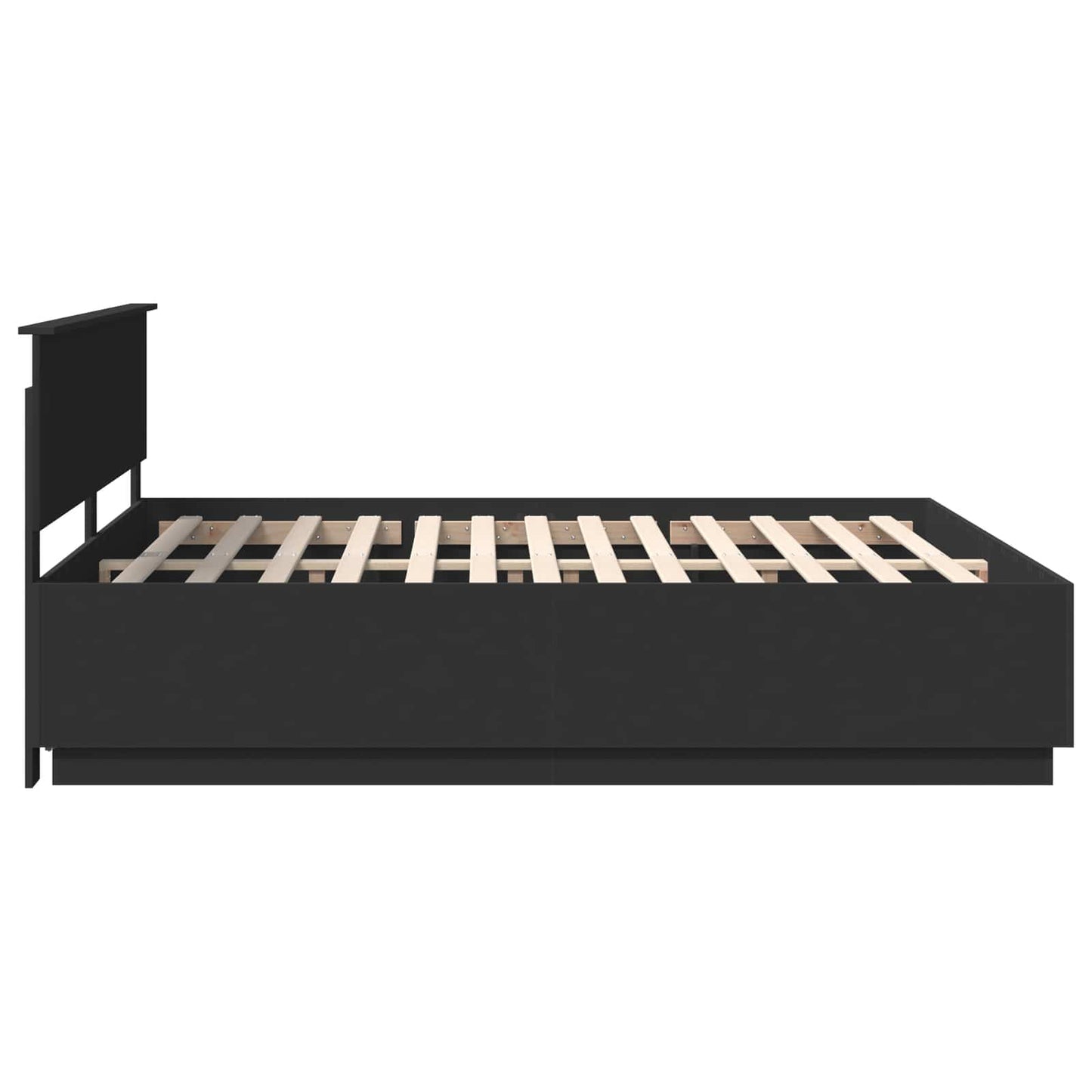 Sengestamme med hodegjerde Svart 200 x 200 cm Konstruert tre