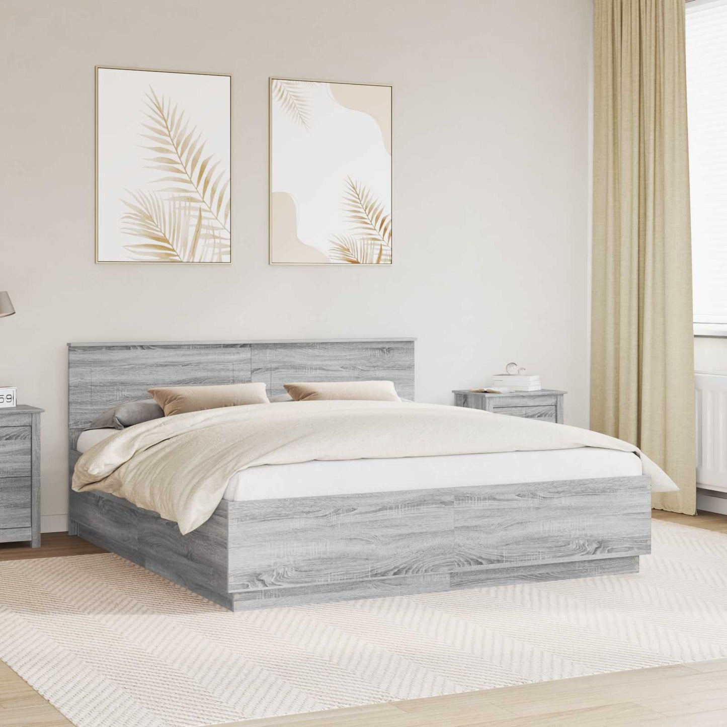 Sengestamme Grå Sonoma 200 x 200 cm Konstruert tre