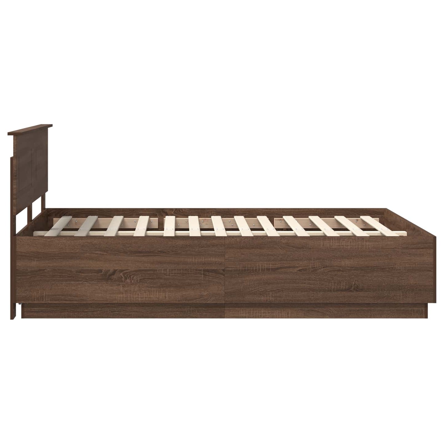 Sengestamme med hodegjerde Brun Eik 150 x 200 cm Konstruert tre