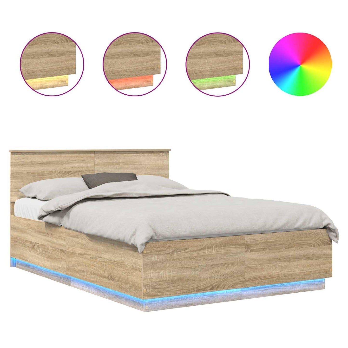 Sengestamme Sonoma eik 140 x 190 cm Konstruert tre