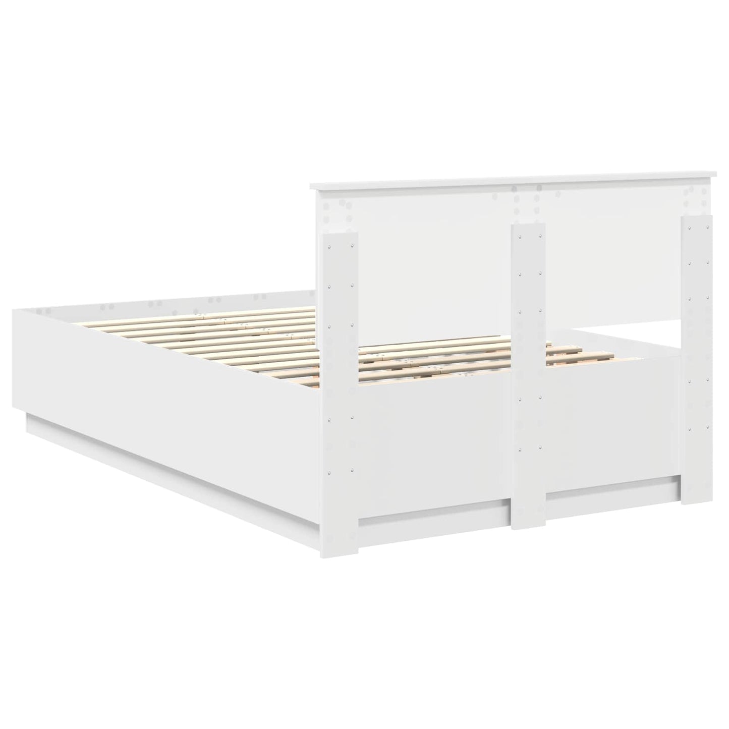 Sengestamme med LED -stripelys Hvit 135 x 190 cm Konstruert tre
