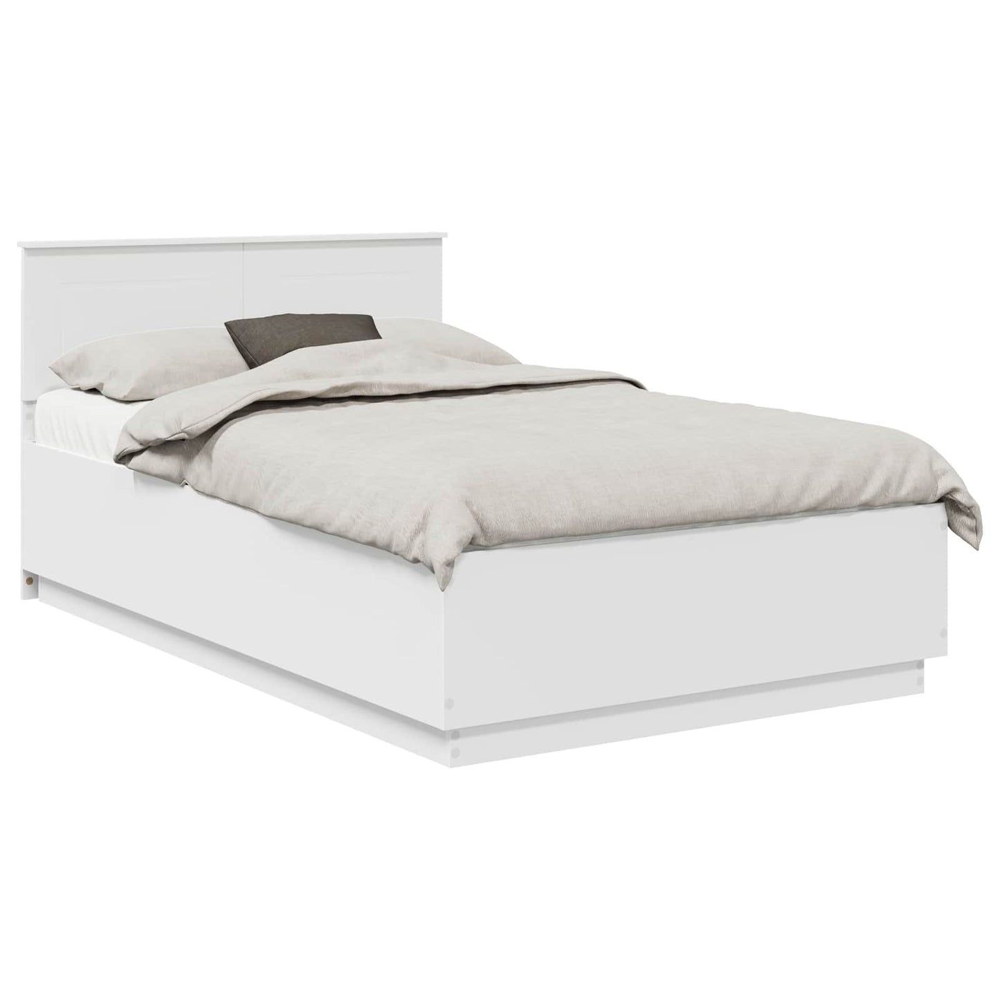 Sengestamme med LED -stripelys Hvit 135 x 190 cm Konstruert tre