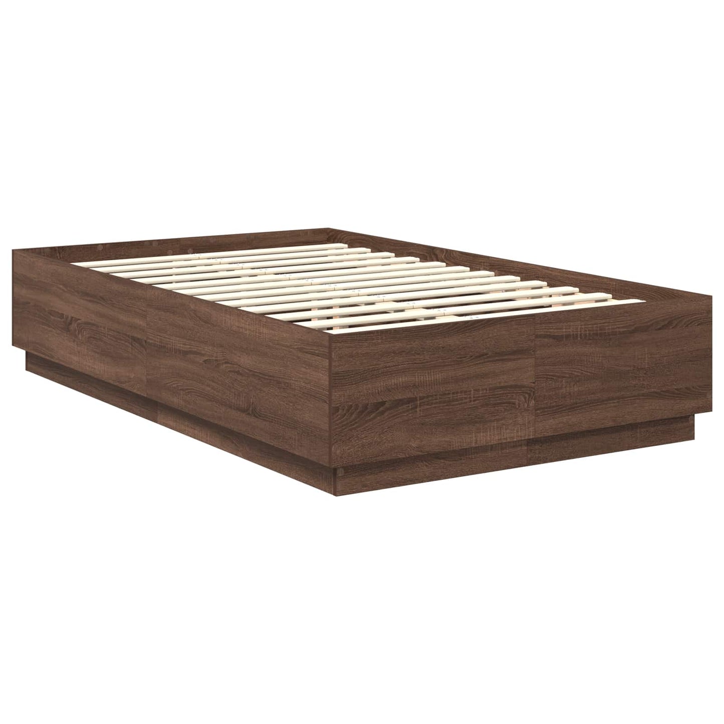 Sengestamme med hodegjerde Brun Eik 135 x 190 cm Konstruert tre