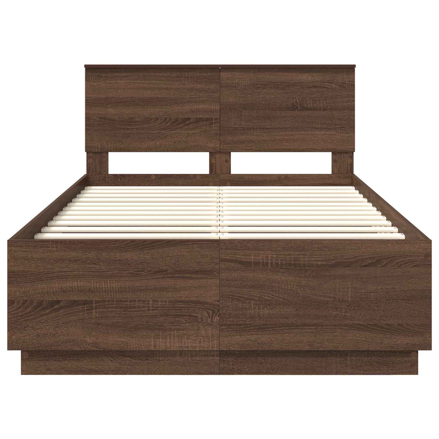 Sengestamme med hodegjerde Brun Eik 135 x 190 cm Konstruert tre