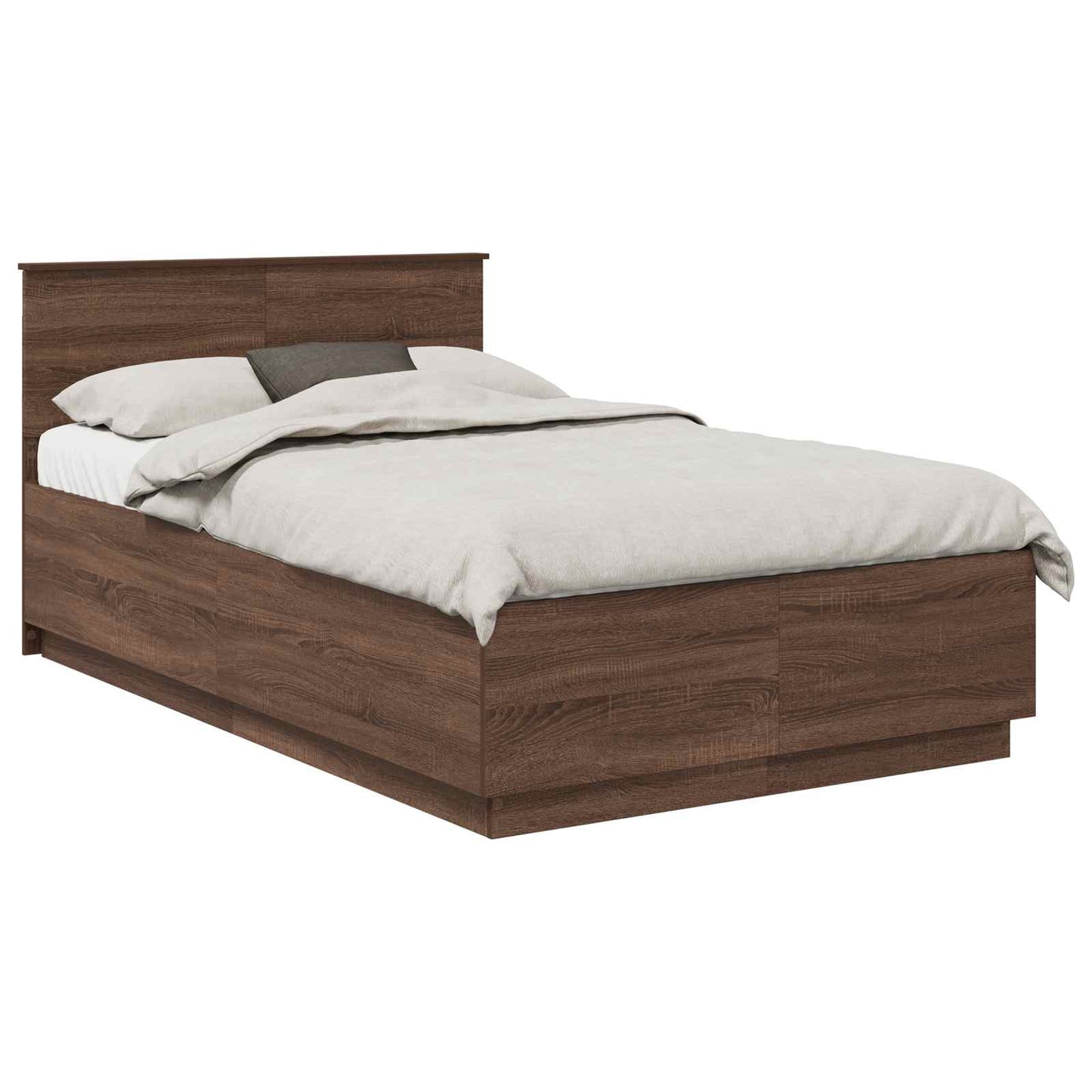 Sengestamme med hodegjerde Brun Eik 135 x 190 cm Konstruert tre