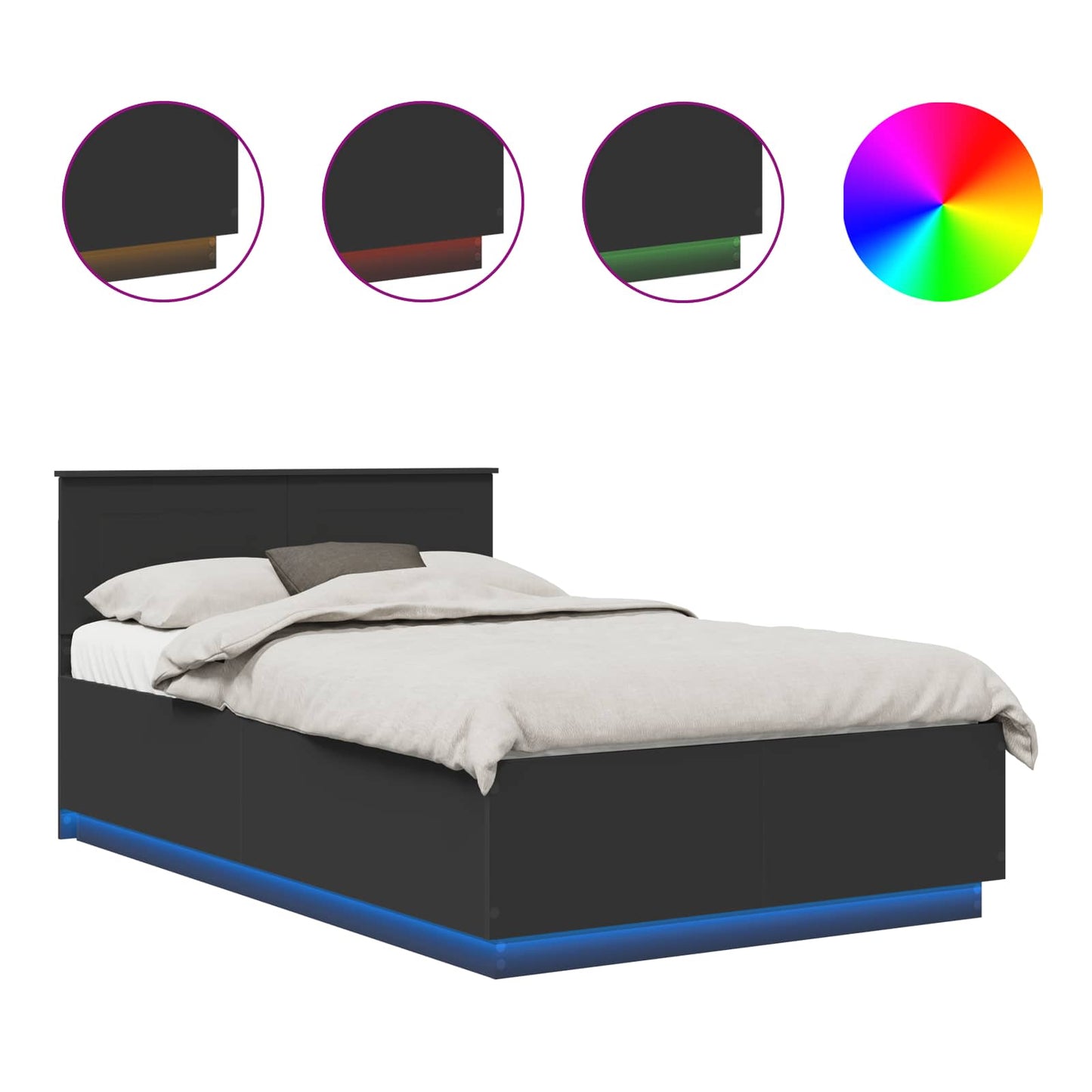 Sengestamme med hodegjerde Svart 120 x 190 cm Konstruert tre