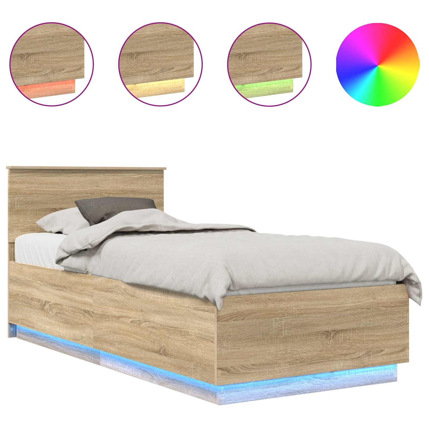 Sengestamme Sonoma eik 70 x 190 cm Konstruert tre
