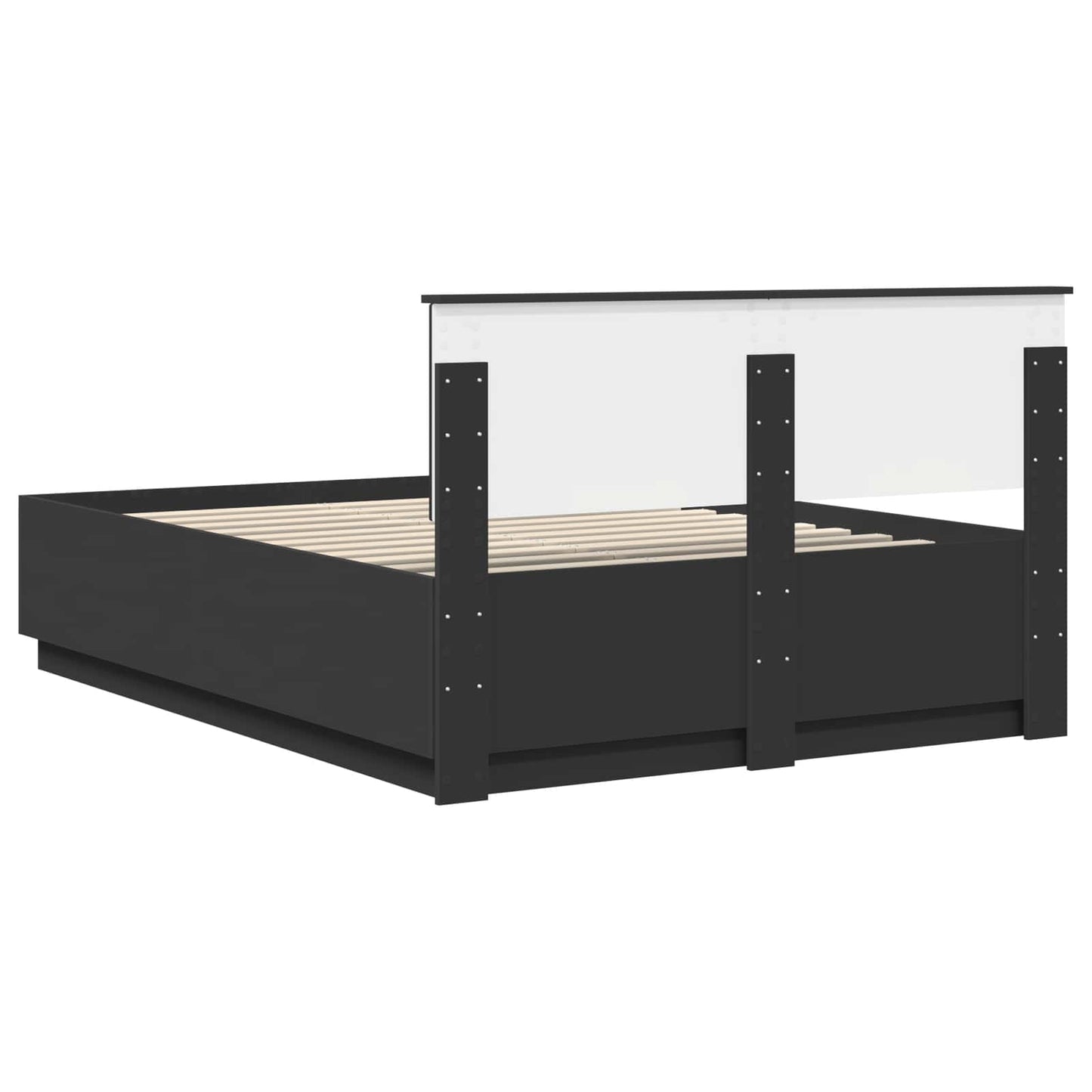 Sengestamme med hodegjerde Svart 150 x 200 cm Konstruert tre