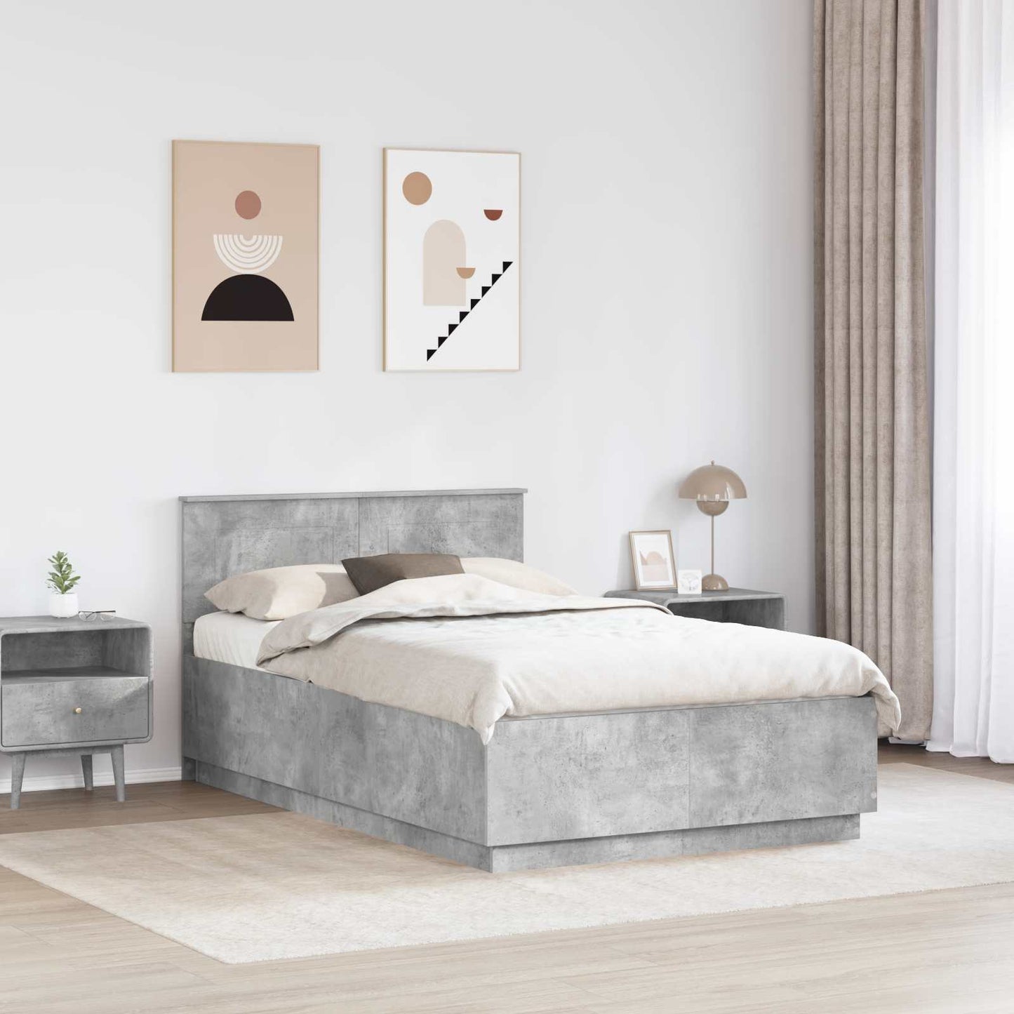 Sengestamme Betonggrå 120 x 200 cm Konstruert tre