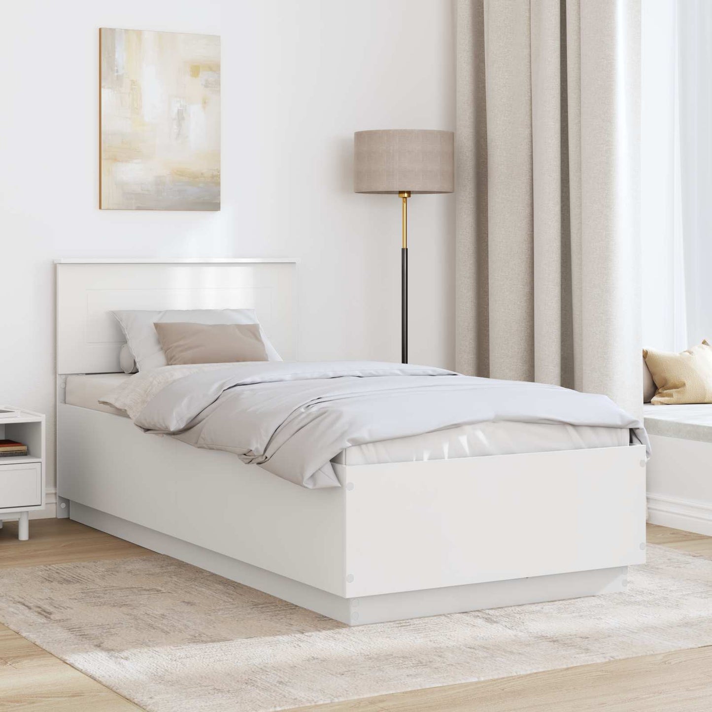 Sengestamme med hodegjerde Hvit 100 x 200 cm Konstruert tre