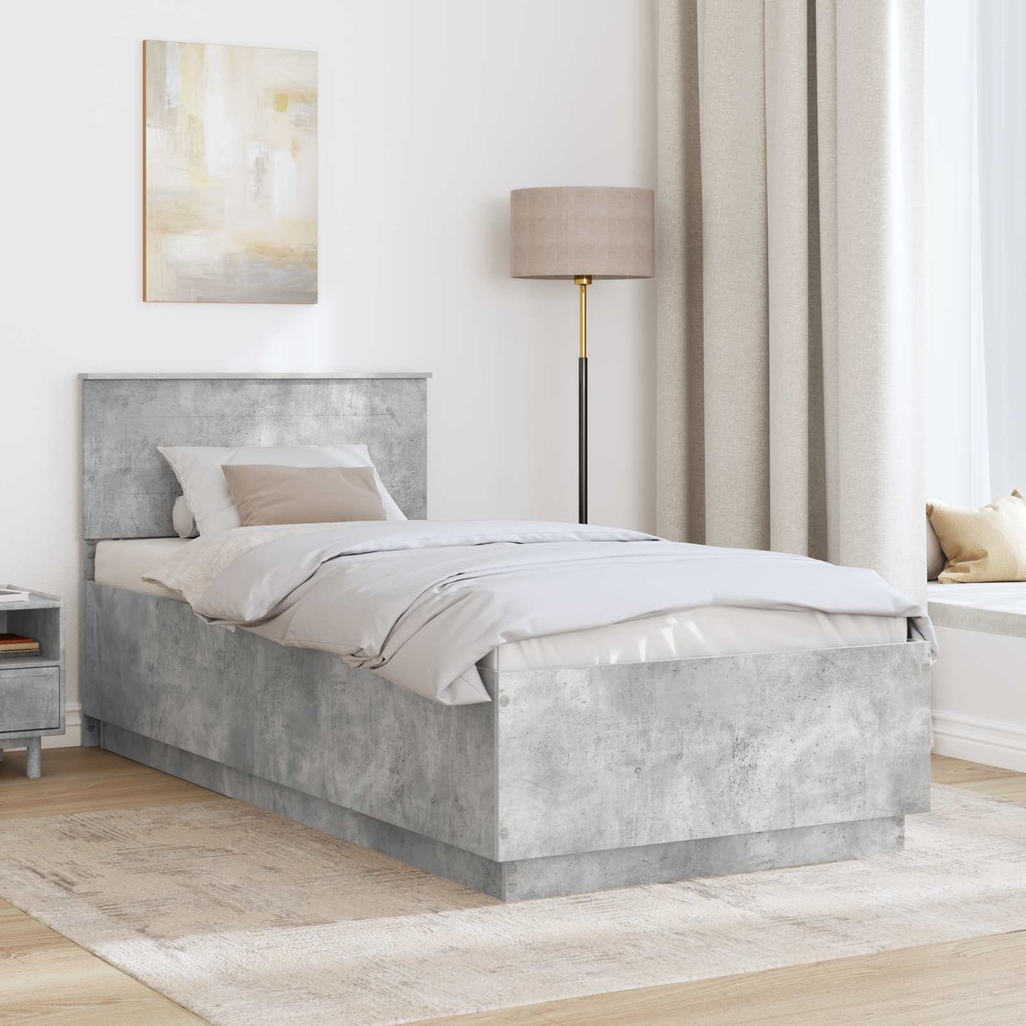 Sengestamme Betonggrå 100 x 200 cm Konstruert tre