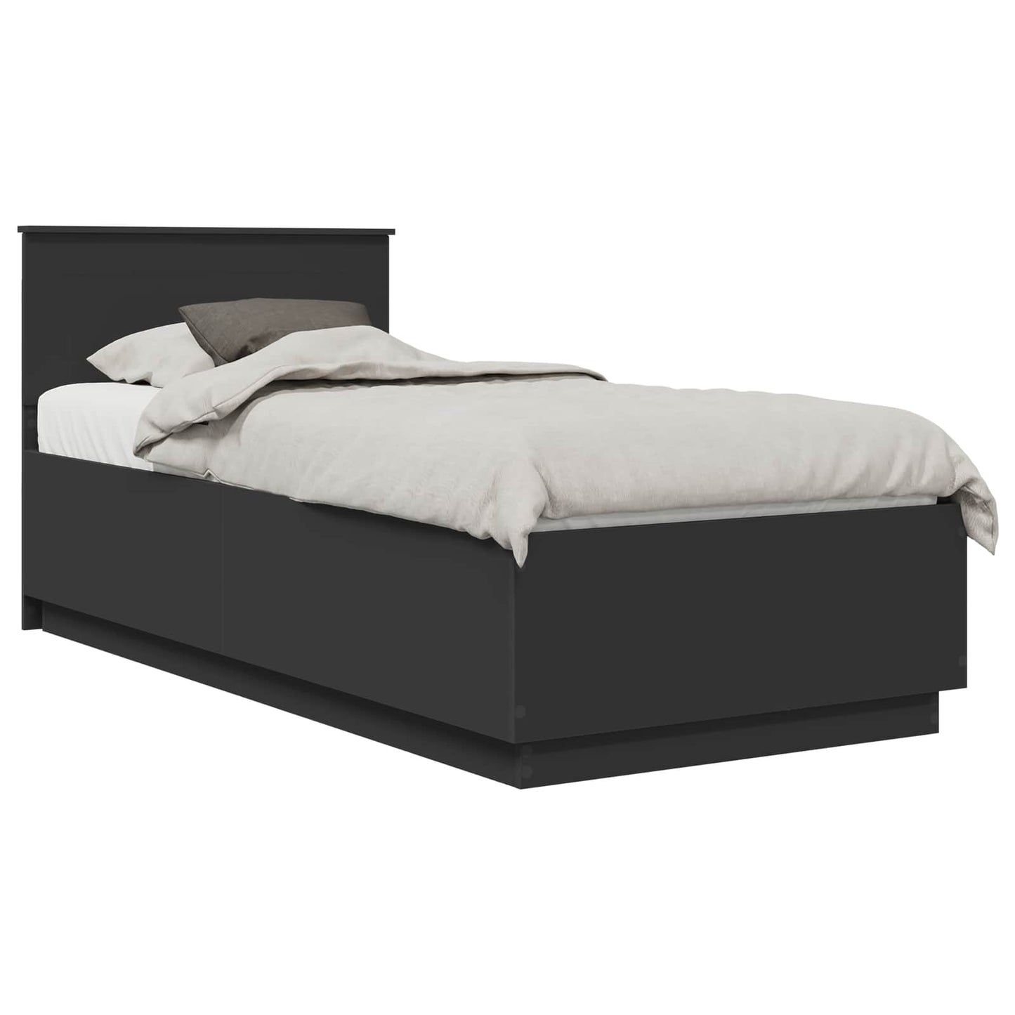 Sengestamme med hodegjerde Svart 70 x 190 cm Konstruert tre