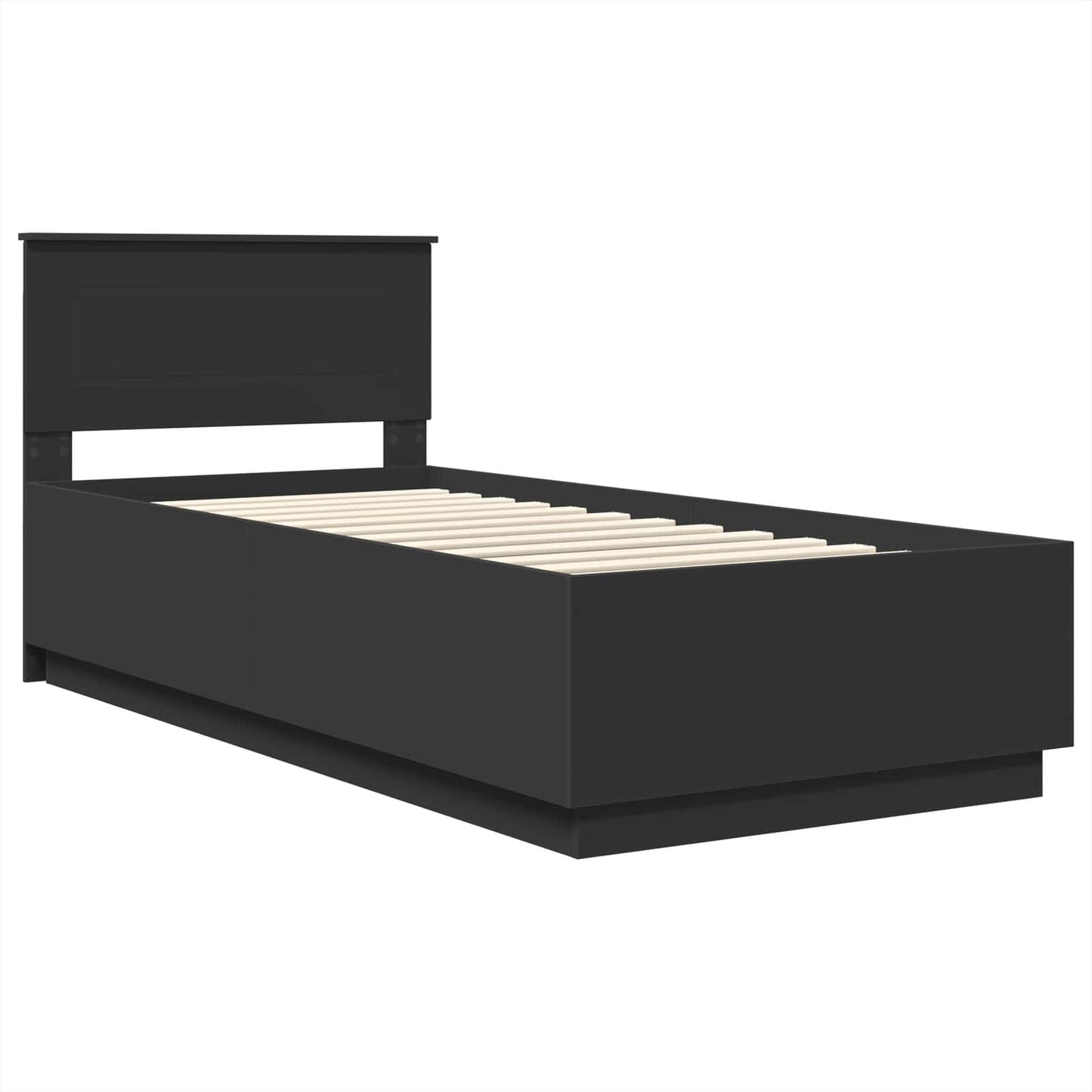 Sengestamme med hodegjerde Svart 70 x 190 cm Konstruert tre