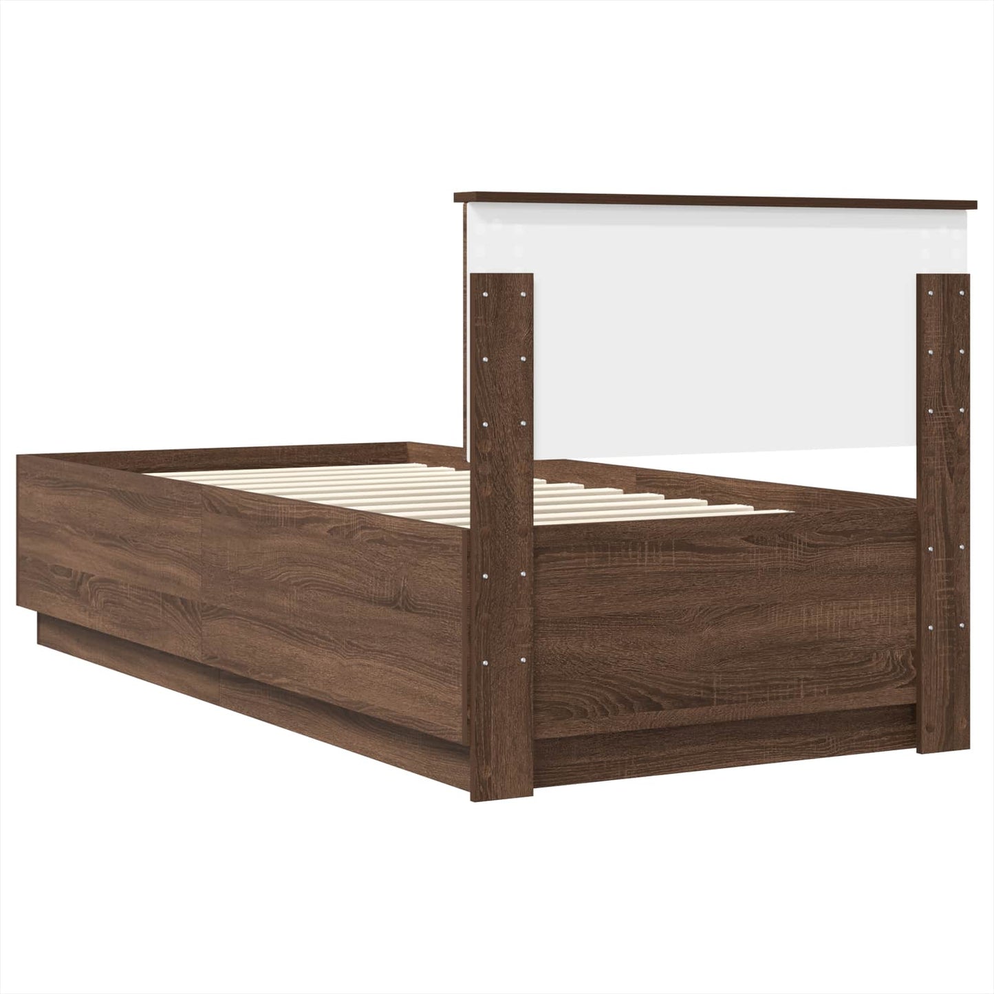 Sengestamme med hodegjerde Brun eik 70 x 190 cm Konstruert tre
