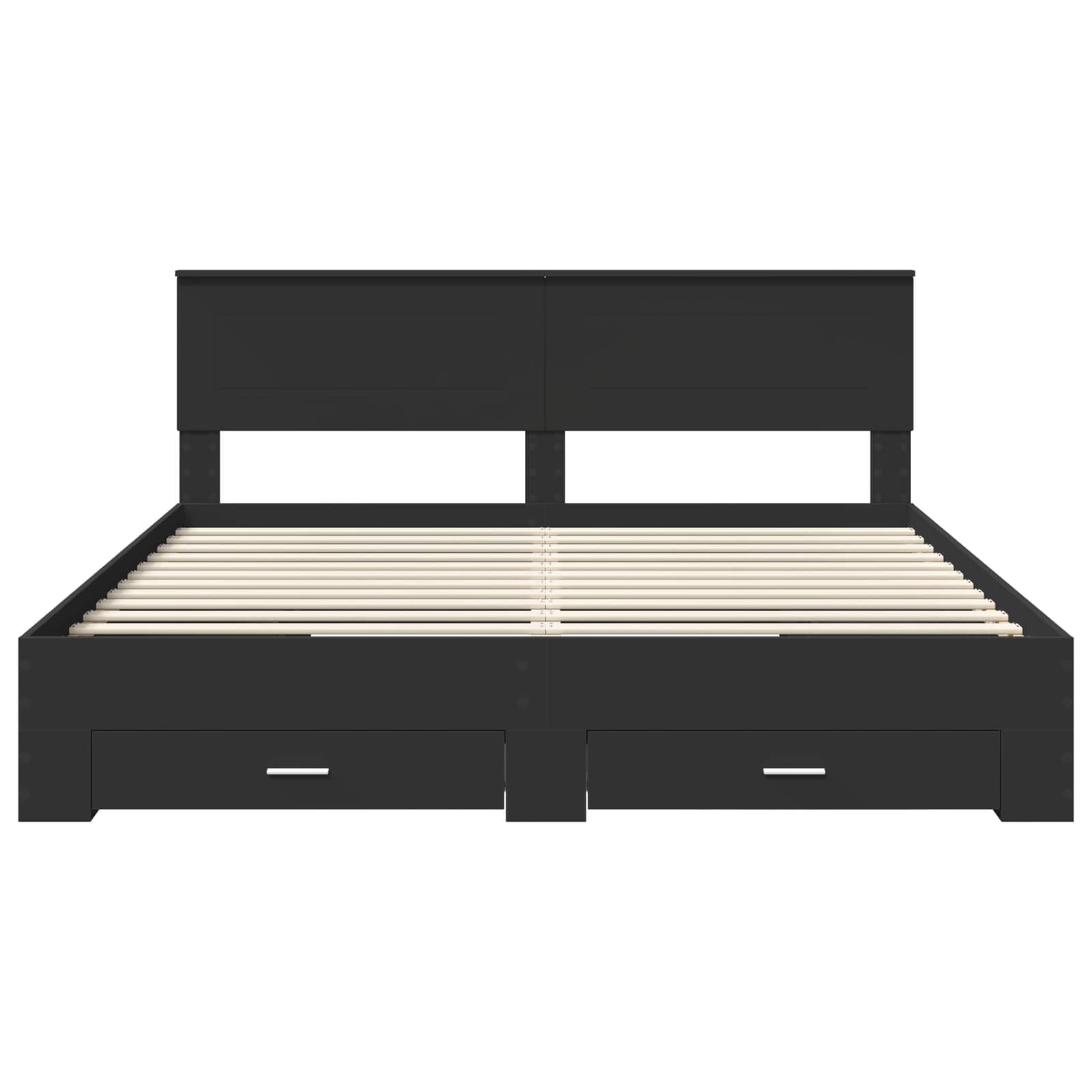 Sengestamme med skuff Svart og sølv 200 x 200 cm Konstruert tre