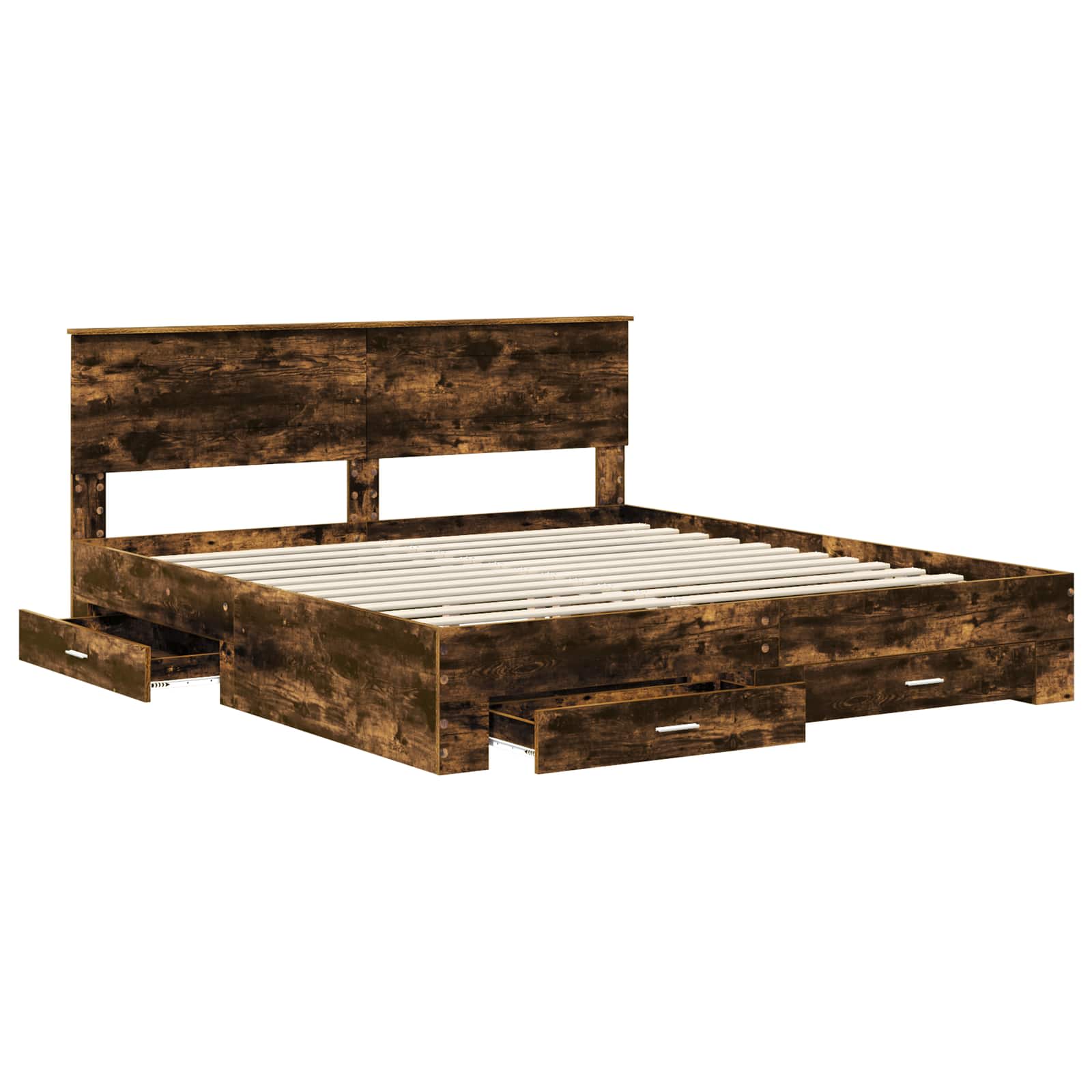 Sengestamme med hodegjerde Røkt eik 180 x 200 cm Konstruert tre