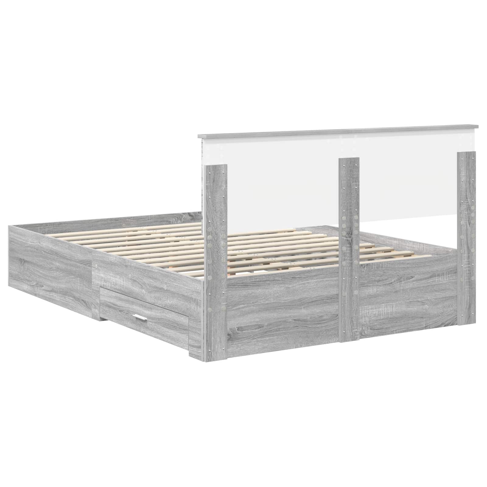 Sengestamme med skuff Grå Sonoma 150 x 200 cm Konstruert tre