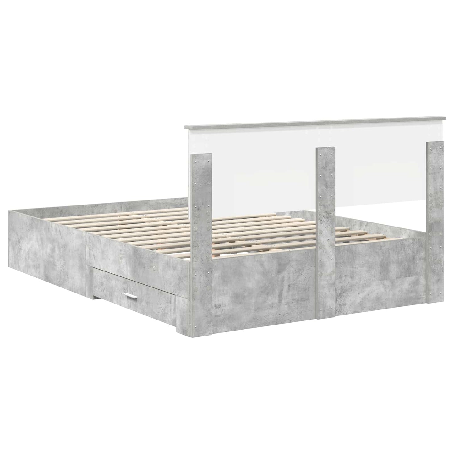 Sengestamme med skuff Betonggrå 140 x 190 cm Konstruert tre