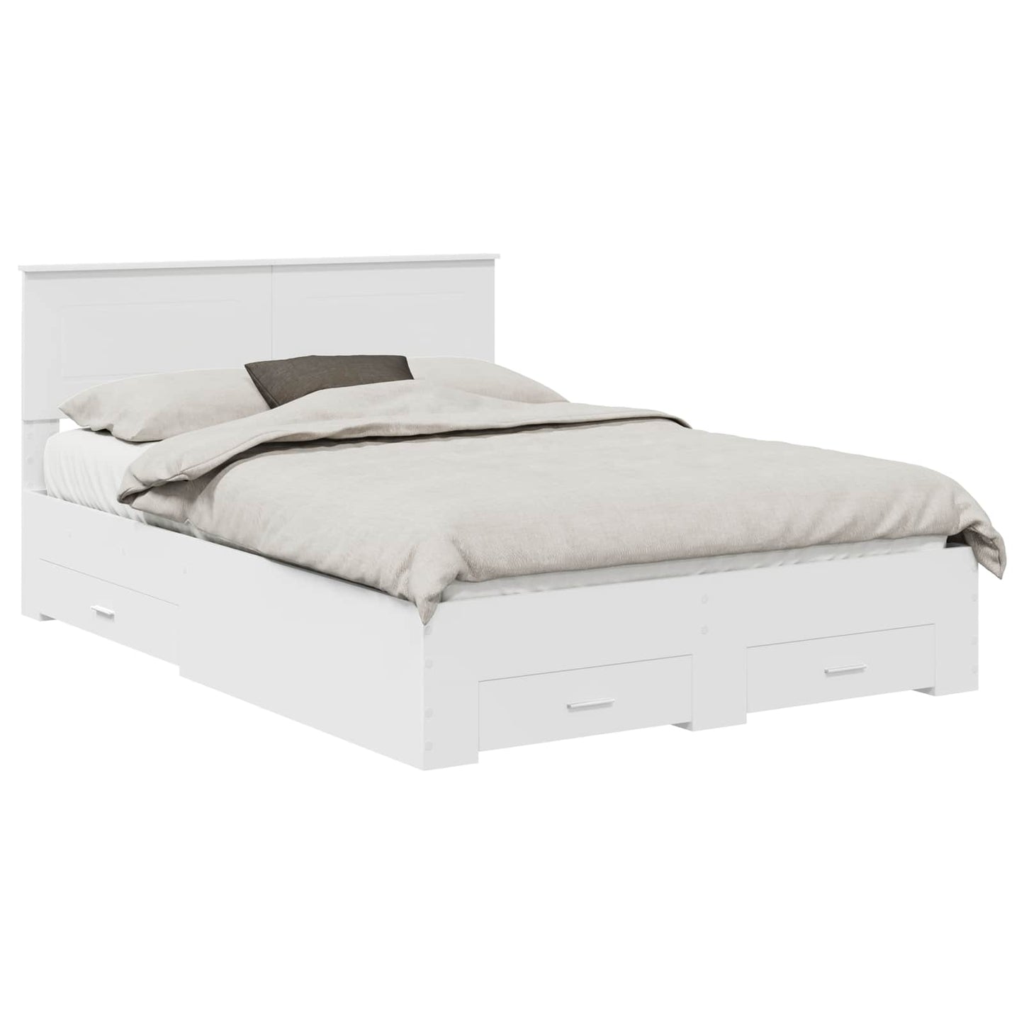 Sengestamme med hodegjerde Hvit 140 x 200 cm Konstruert tre