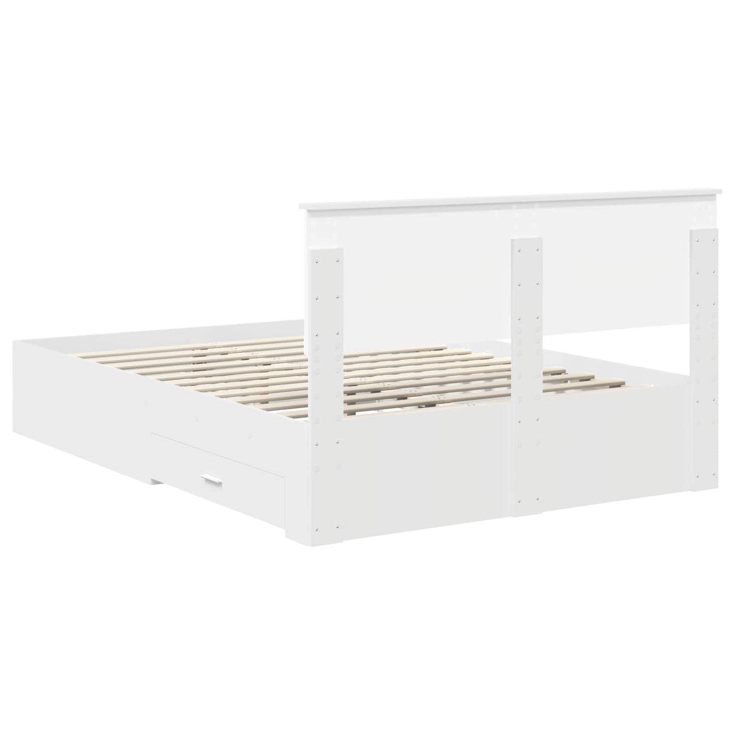 Sengestamme med hodegjerde Hvit 140 x 200 cm Konstruert tre