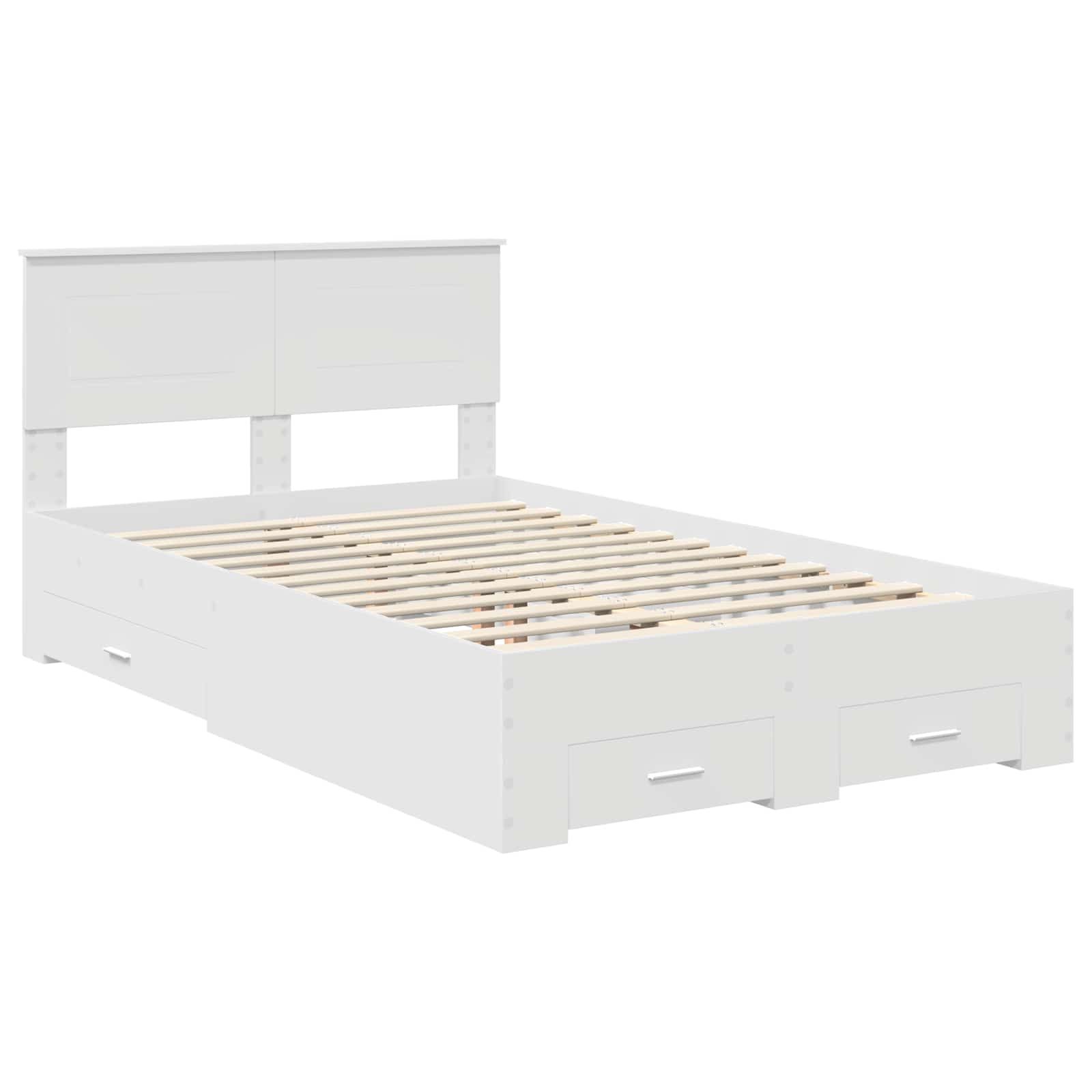 Sengestamme med hodegjerde Hvit 135 x 190 cm Konstruert tre